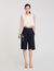 Pleated rhinestone neck crop top