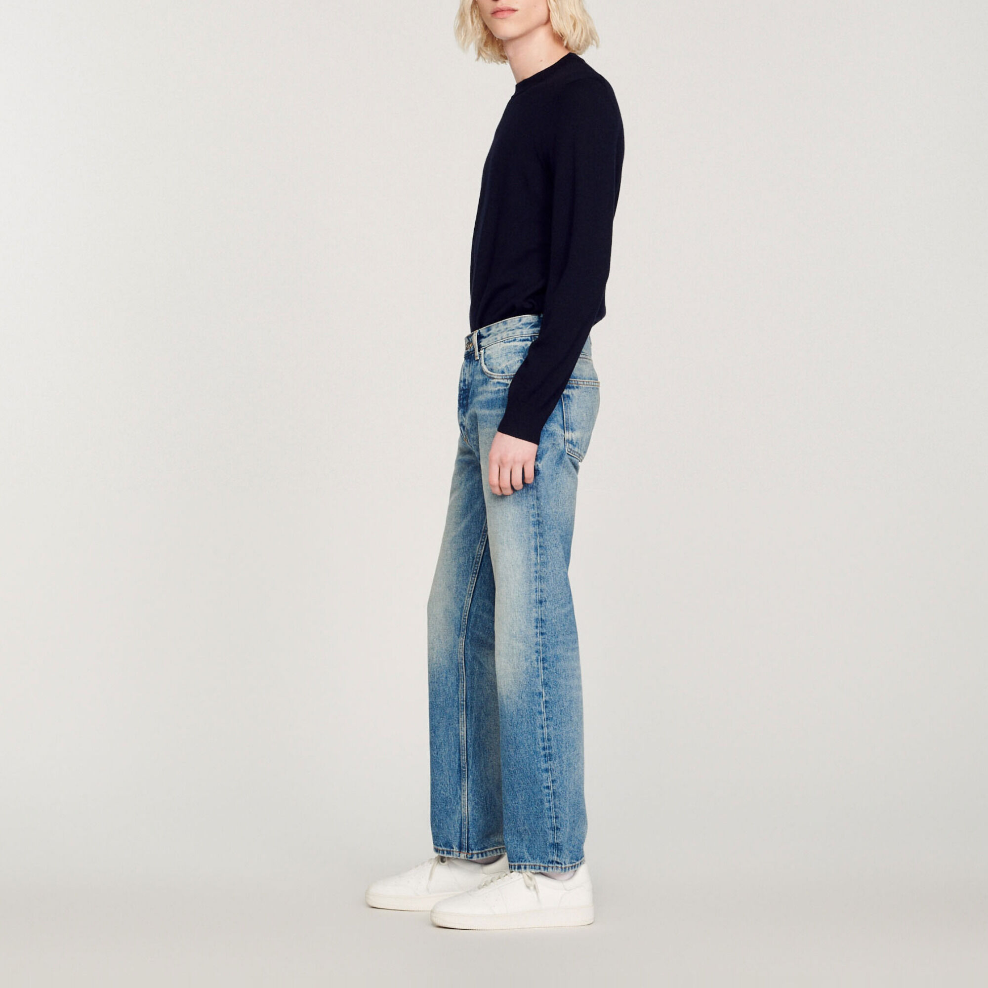 Faded straight-leg organic cotton jeans