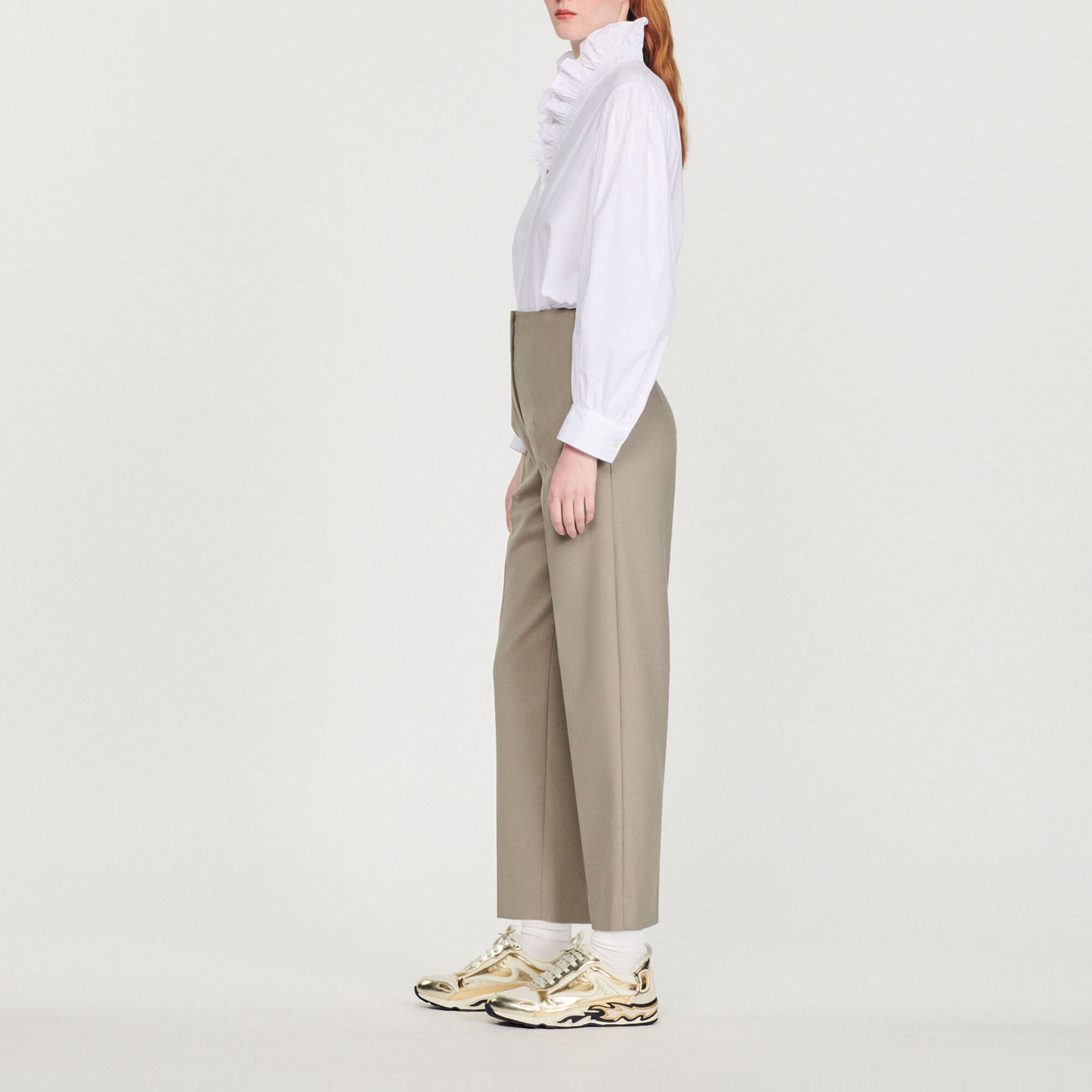 High-waisted tailored trousers
