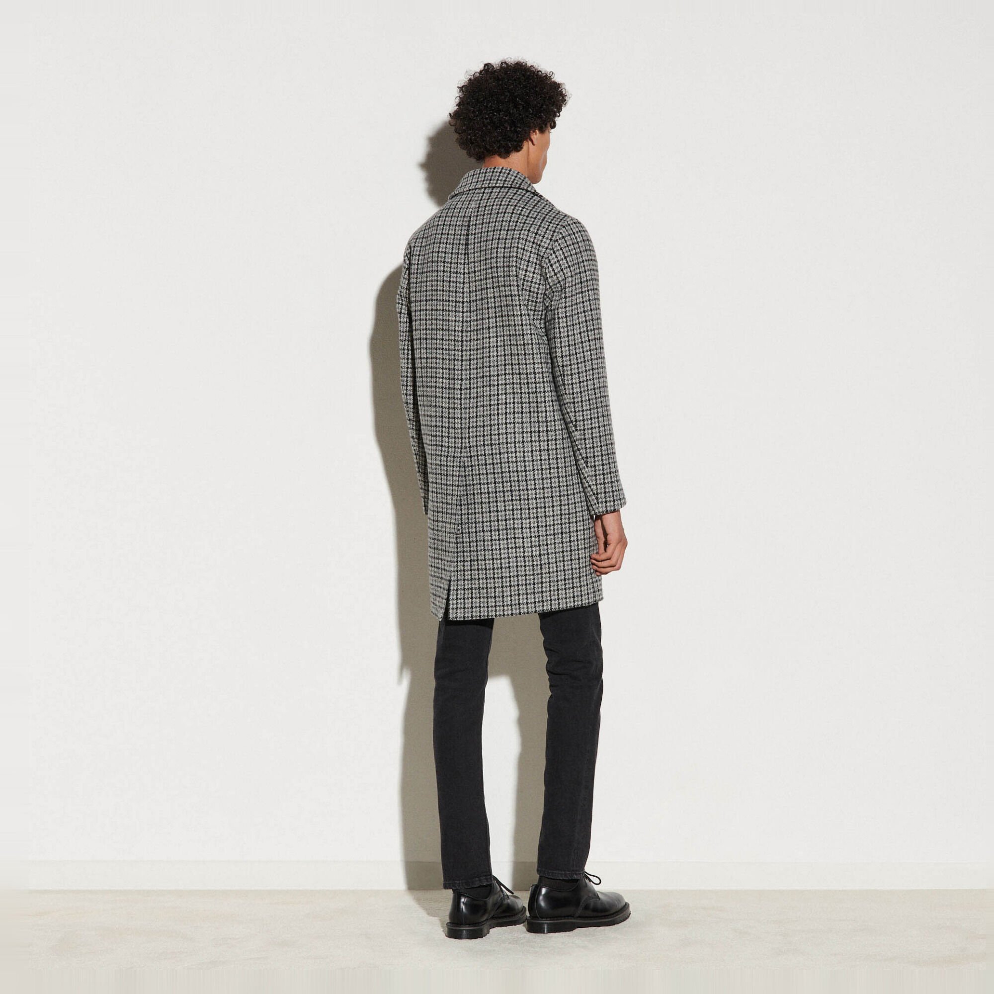 Checked wool coat