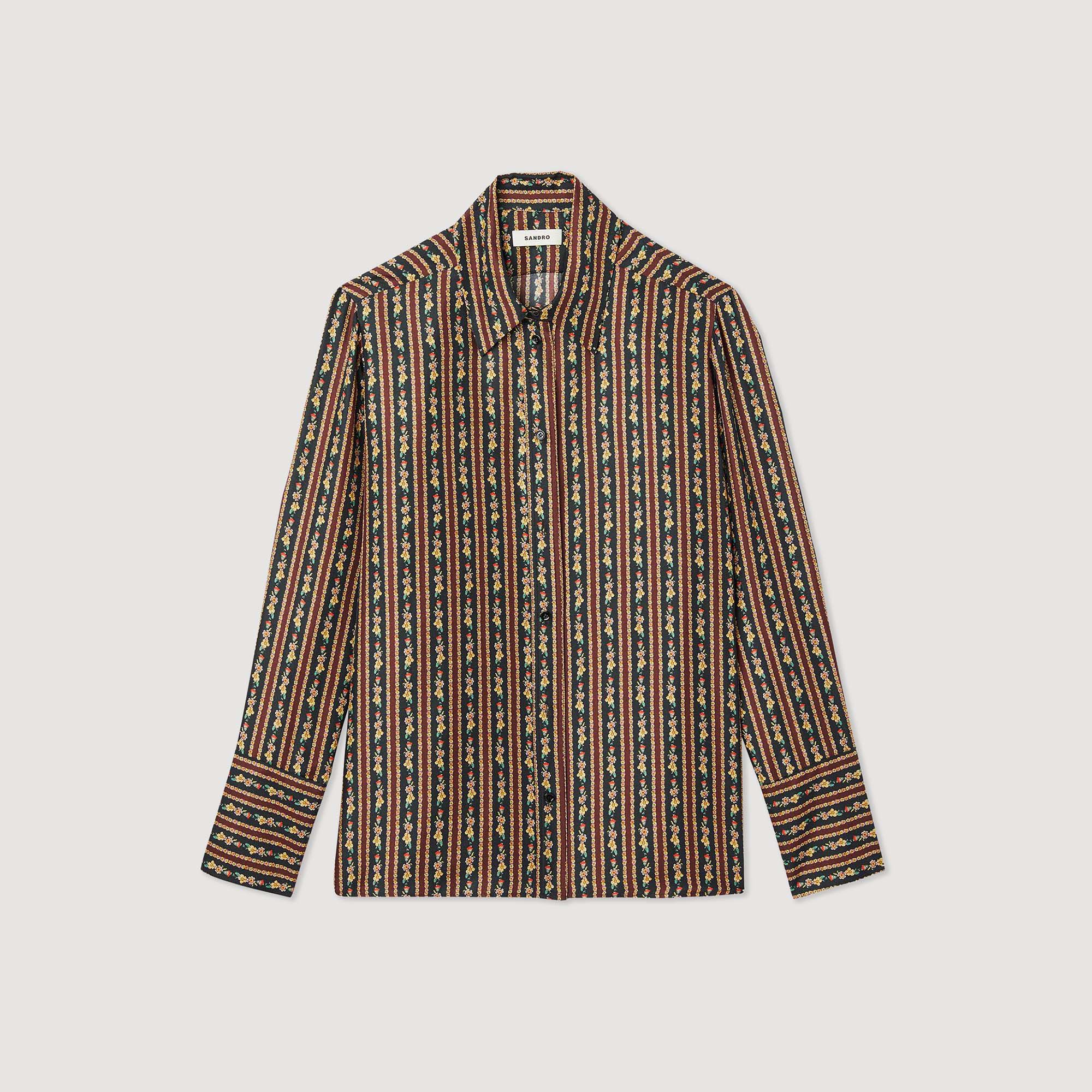 Flowing shirt with floral striped print