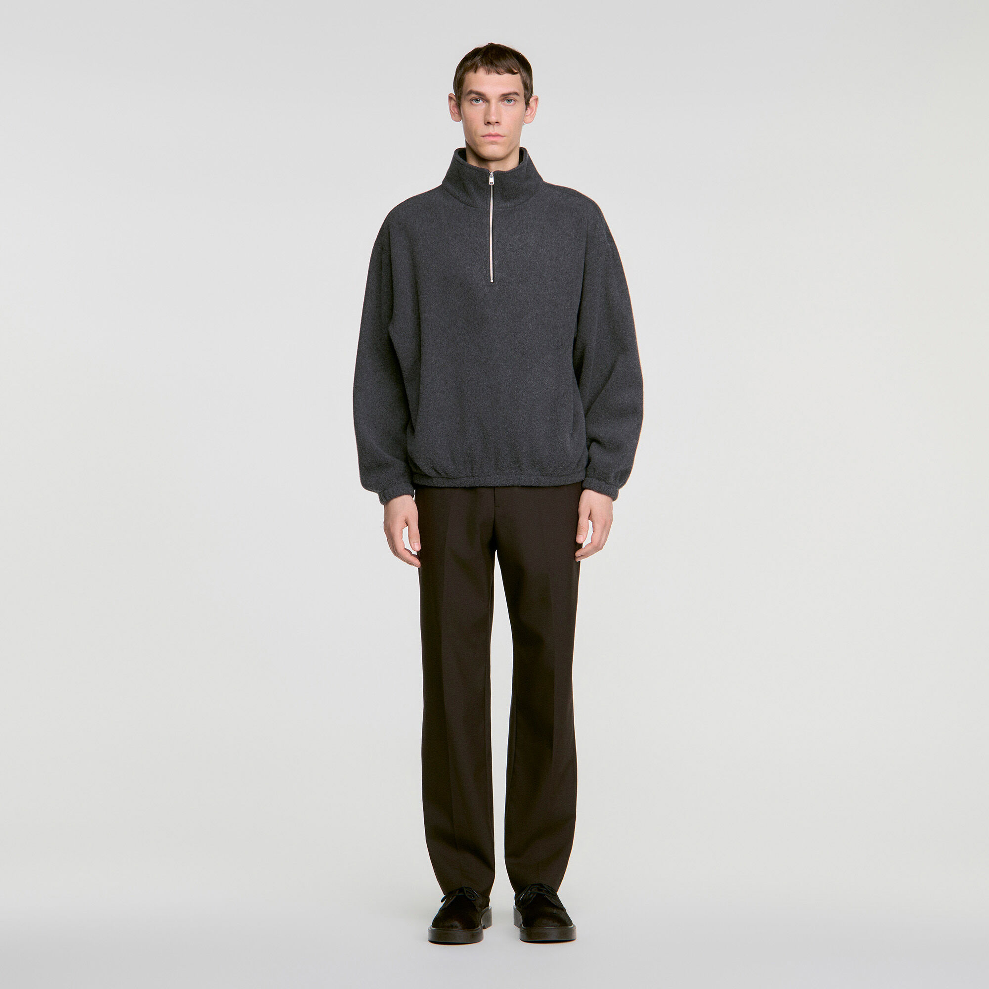Zipped standing collar sweatshirt - Men | Sandro