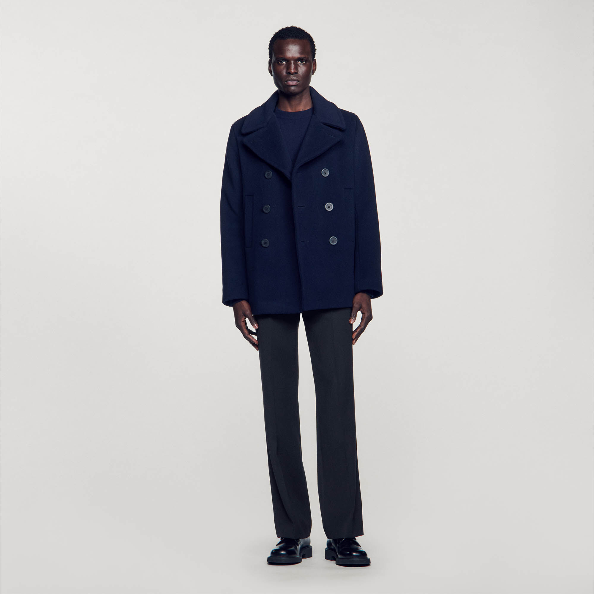 Sandro double breasted wool coat discount