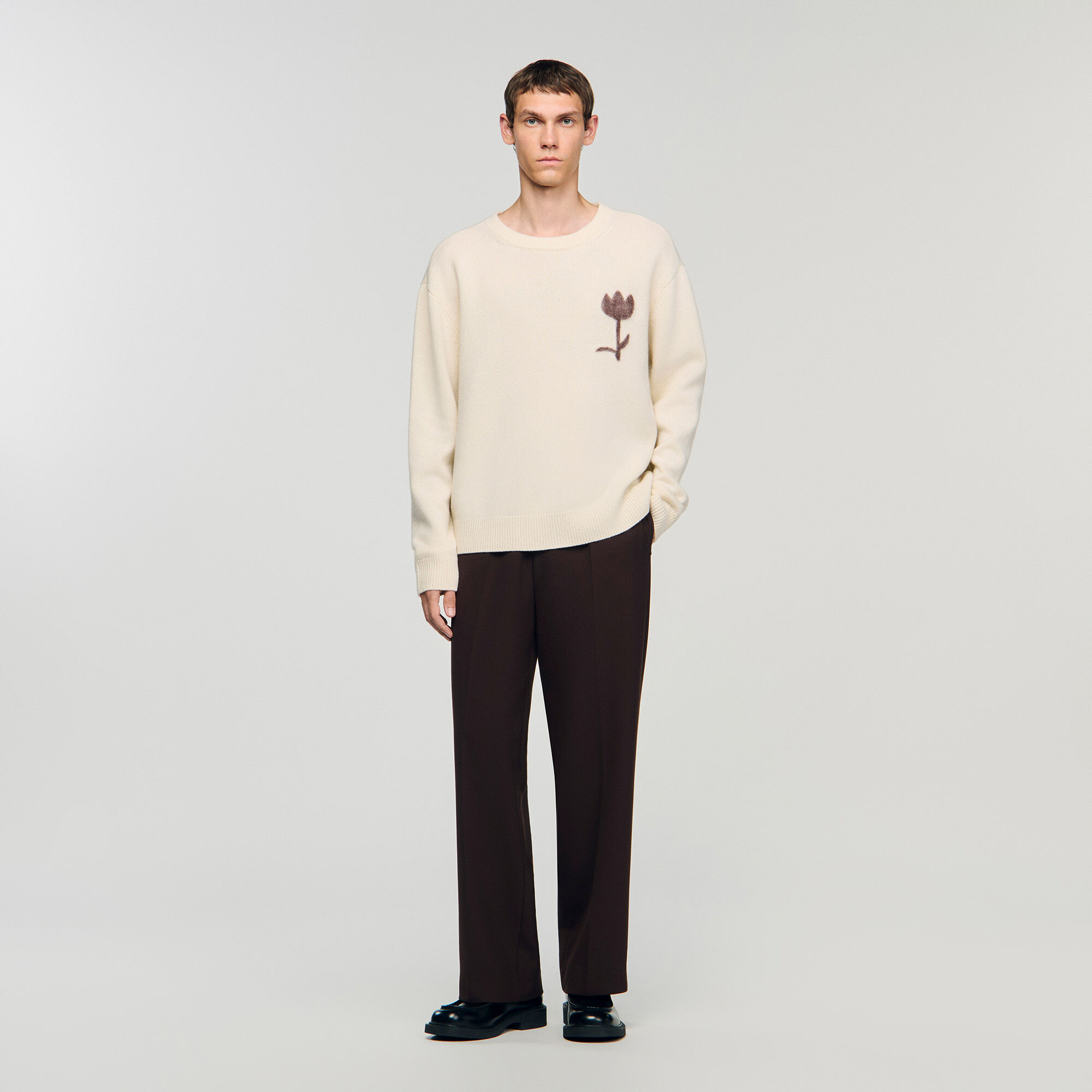 Wool jumper with flower detail