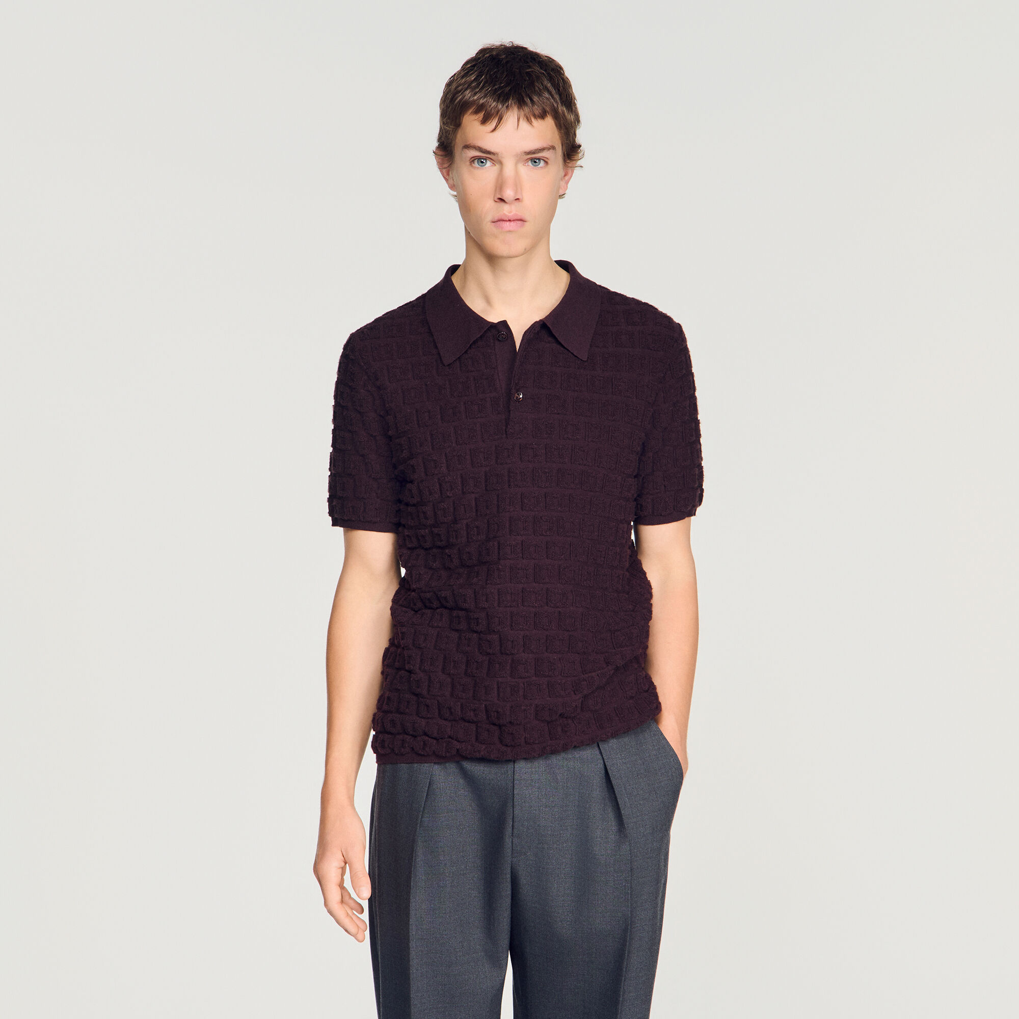 Terry knit polo shirt