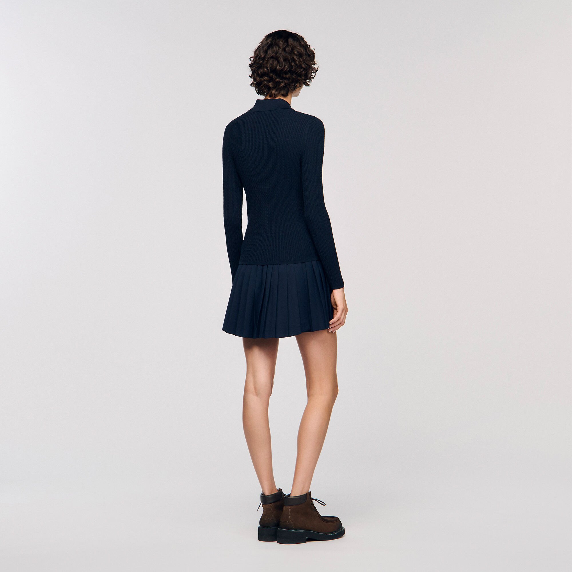 Cable knit polo jumper