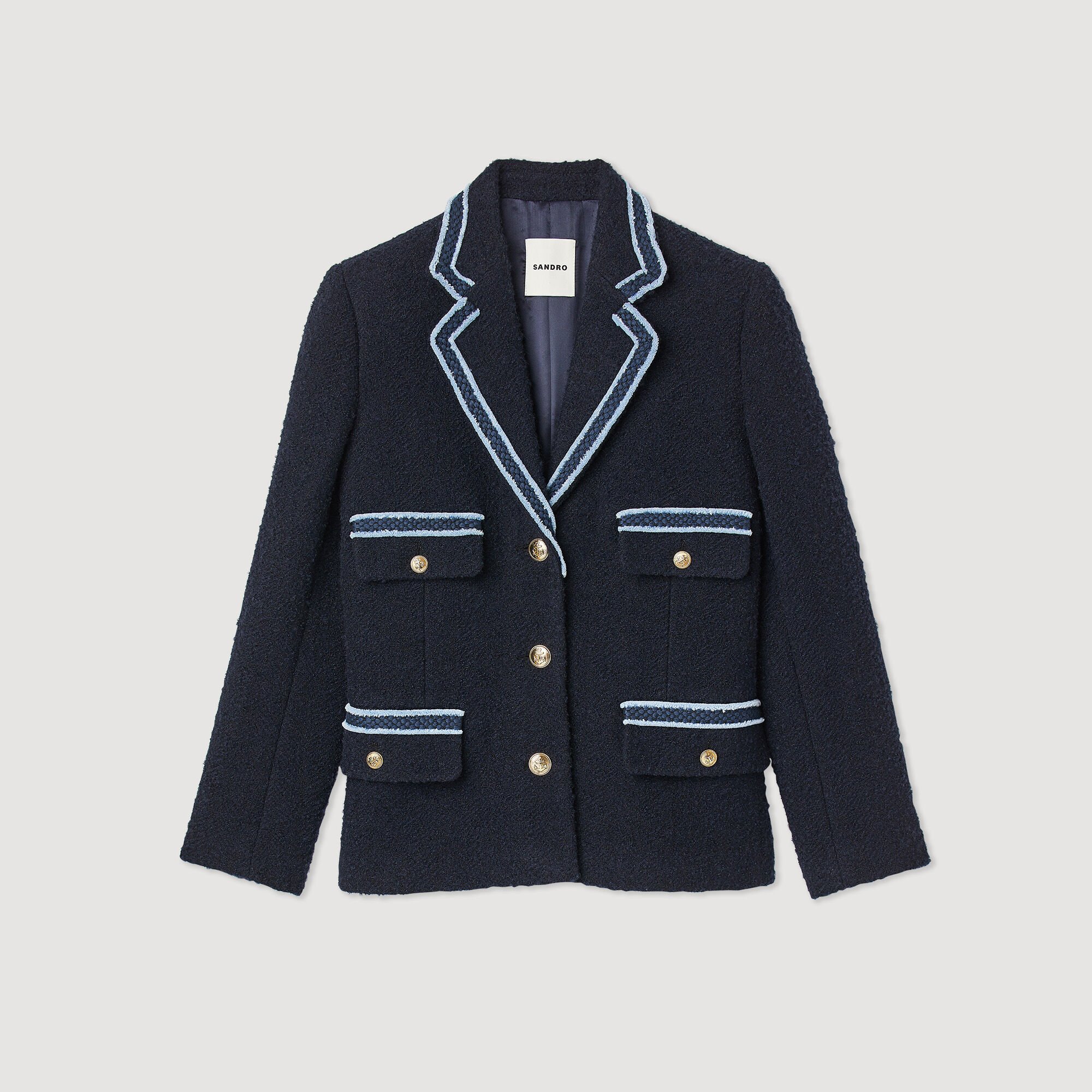 Tweed jacket with contrasting trim