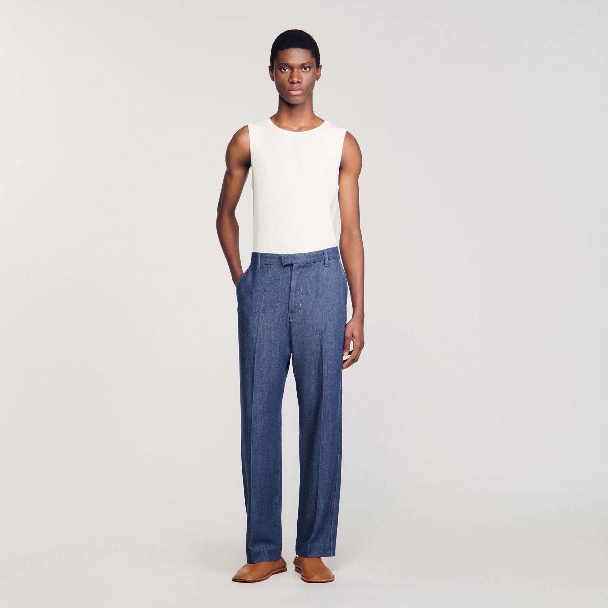 Chambray trousers for Men | Sandro Paris