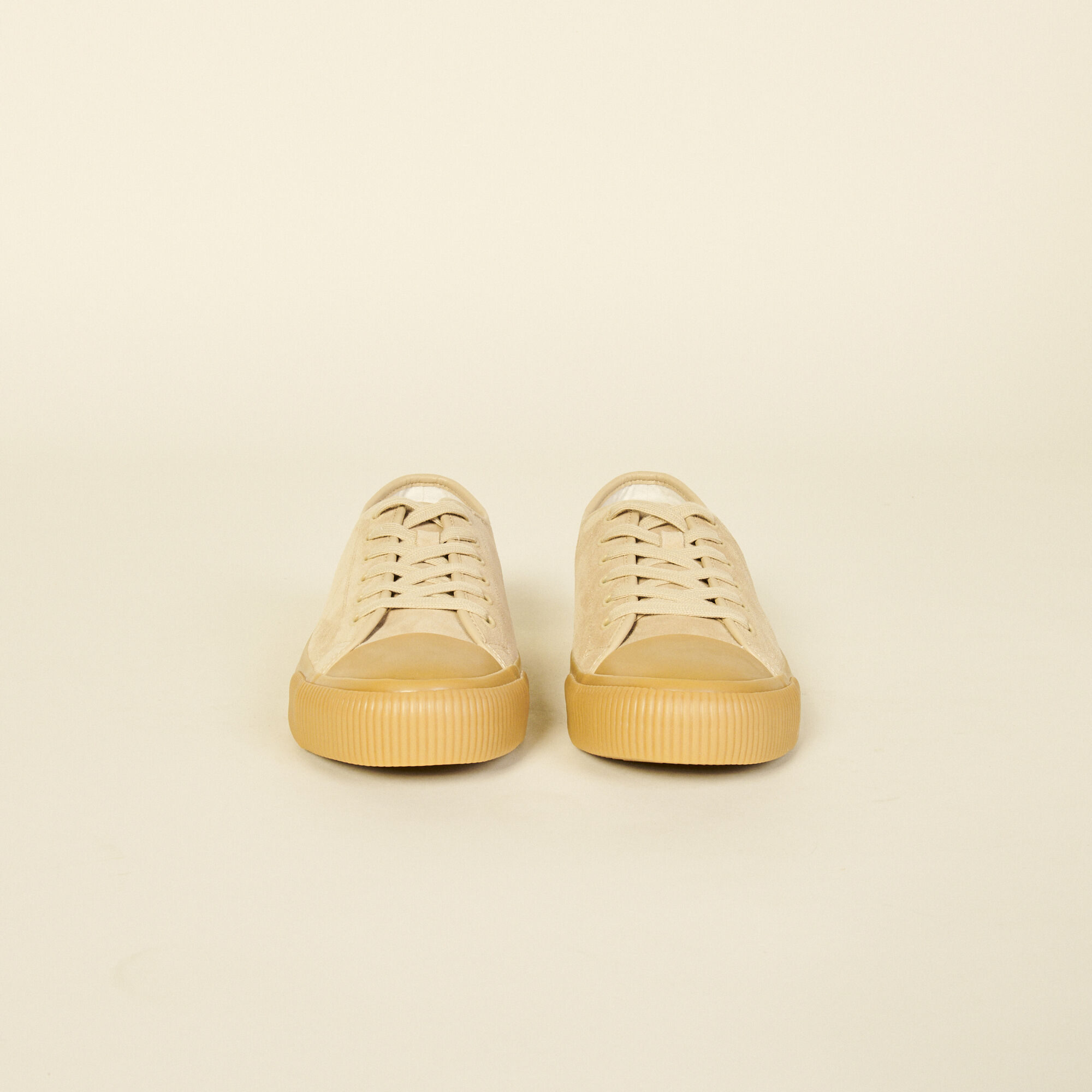 Split leather low-top trainers