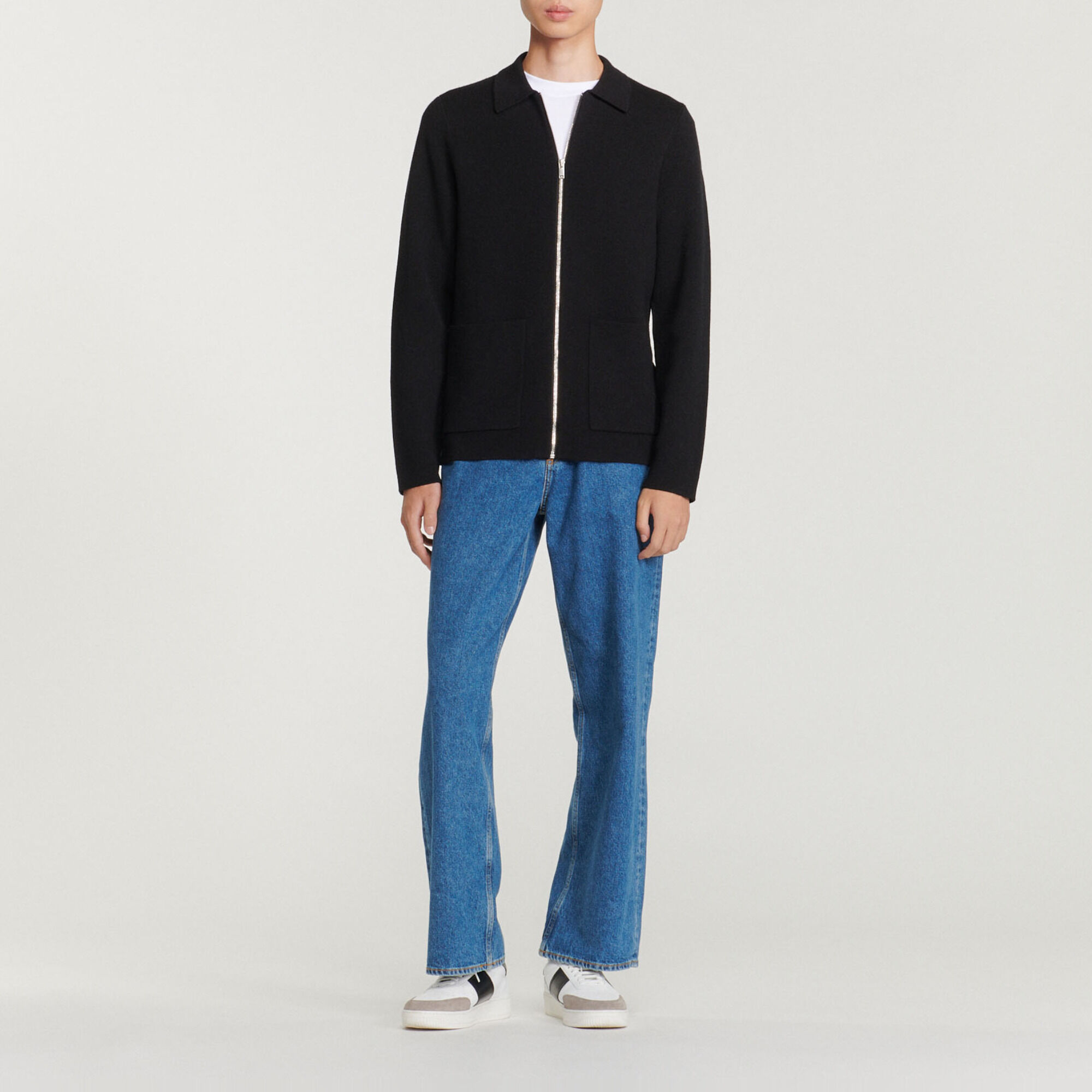 Cardigan with polo collar