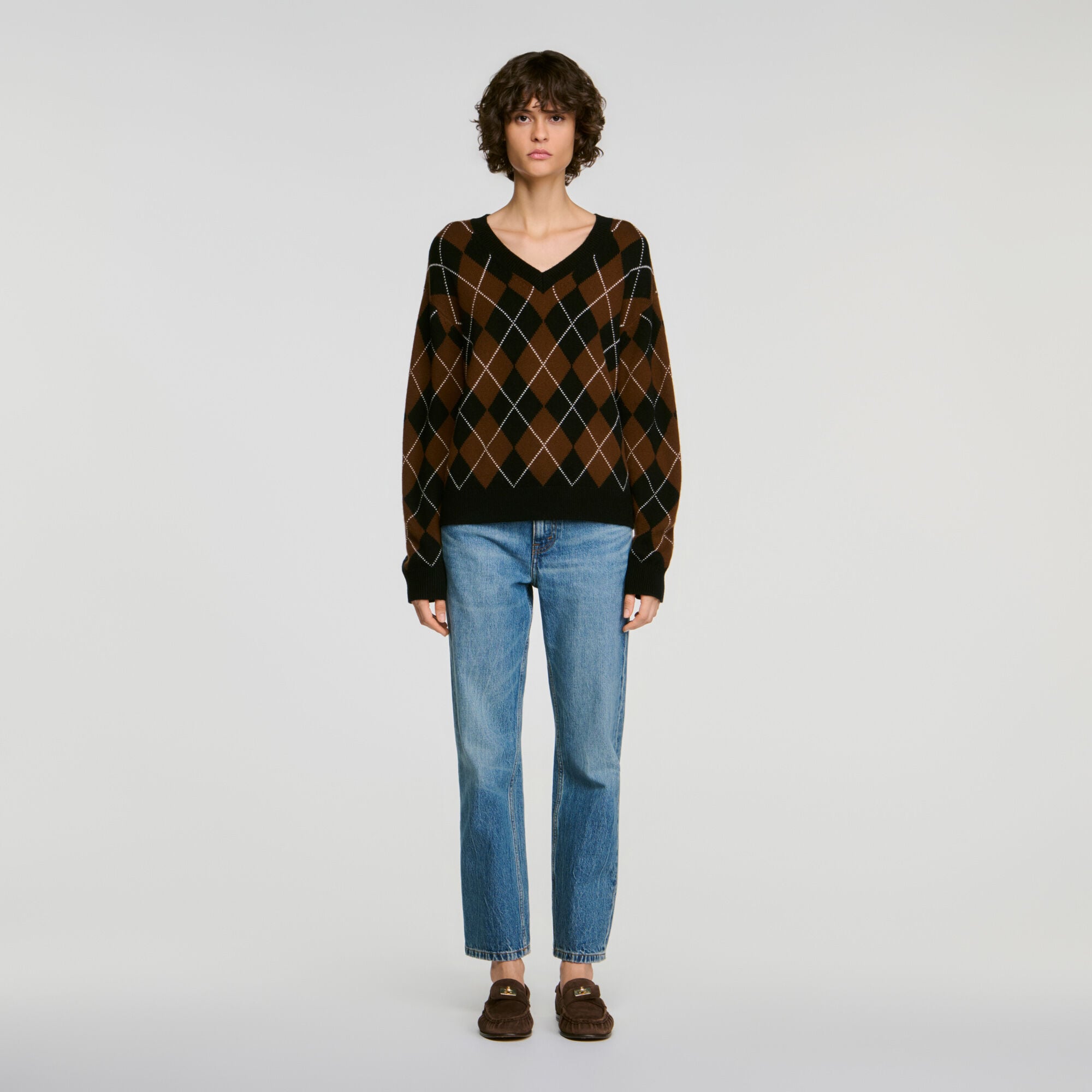 Rhinestone Argyle jumper - Women | Sandro