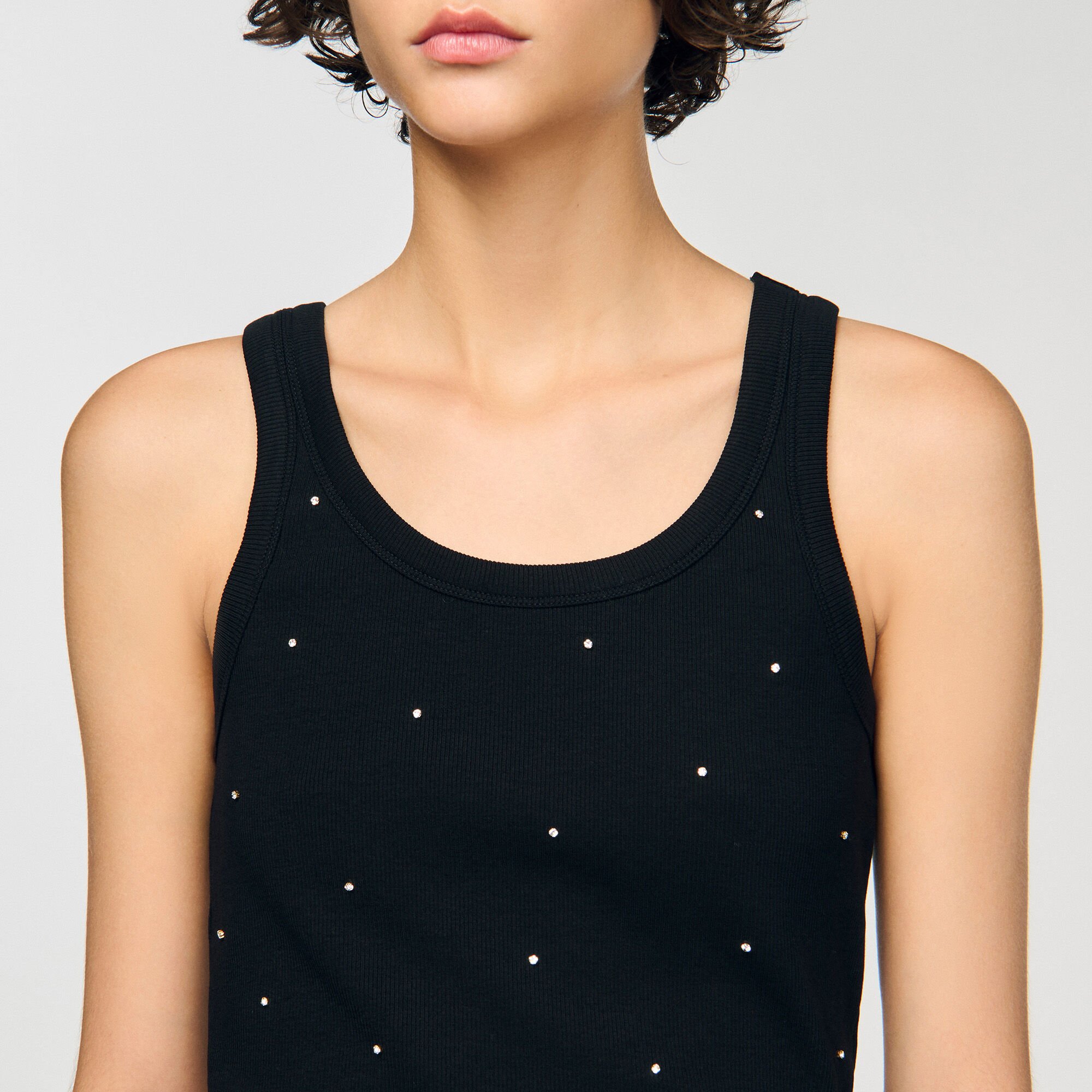 Vest top with rhinestones