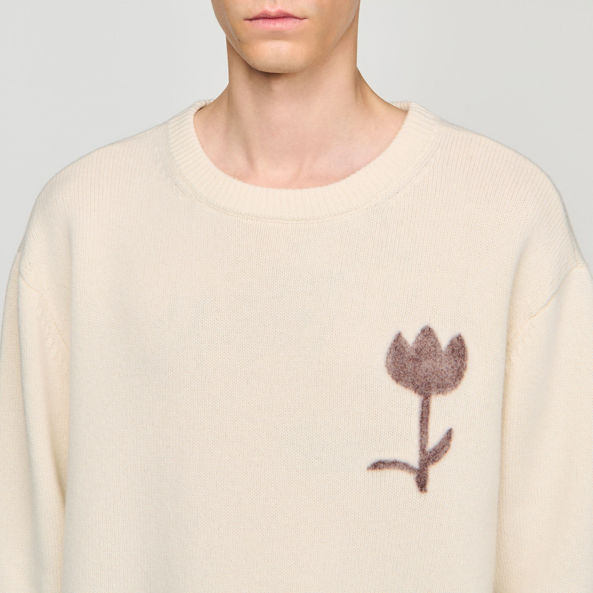 Wool jumper with flower detail
