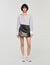 Short aged leather skirt