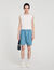 Square cross denim Bermuda shorts