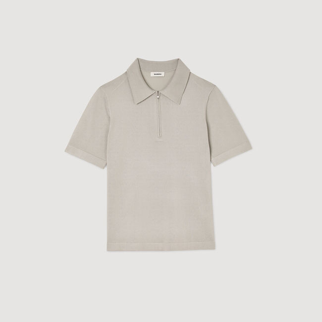 Knitted polo shirt with zip collar