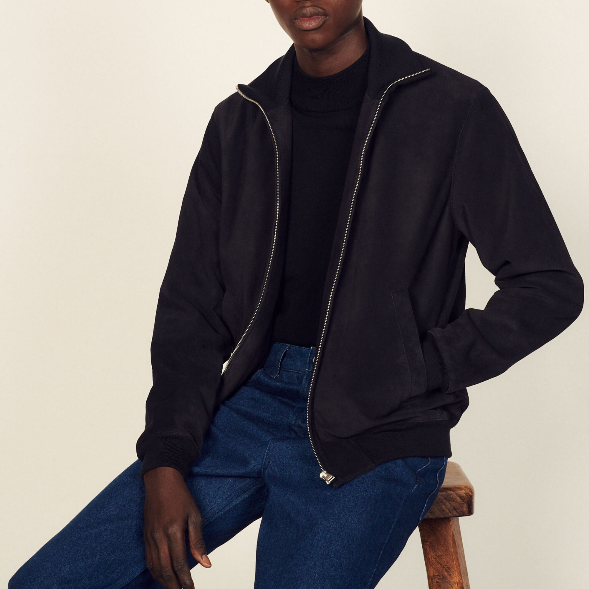 Sandro leather jacket mens on sale