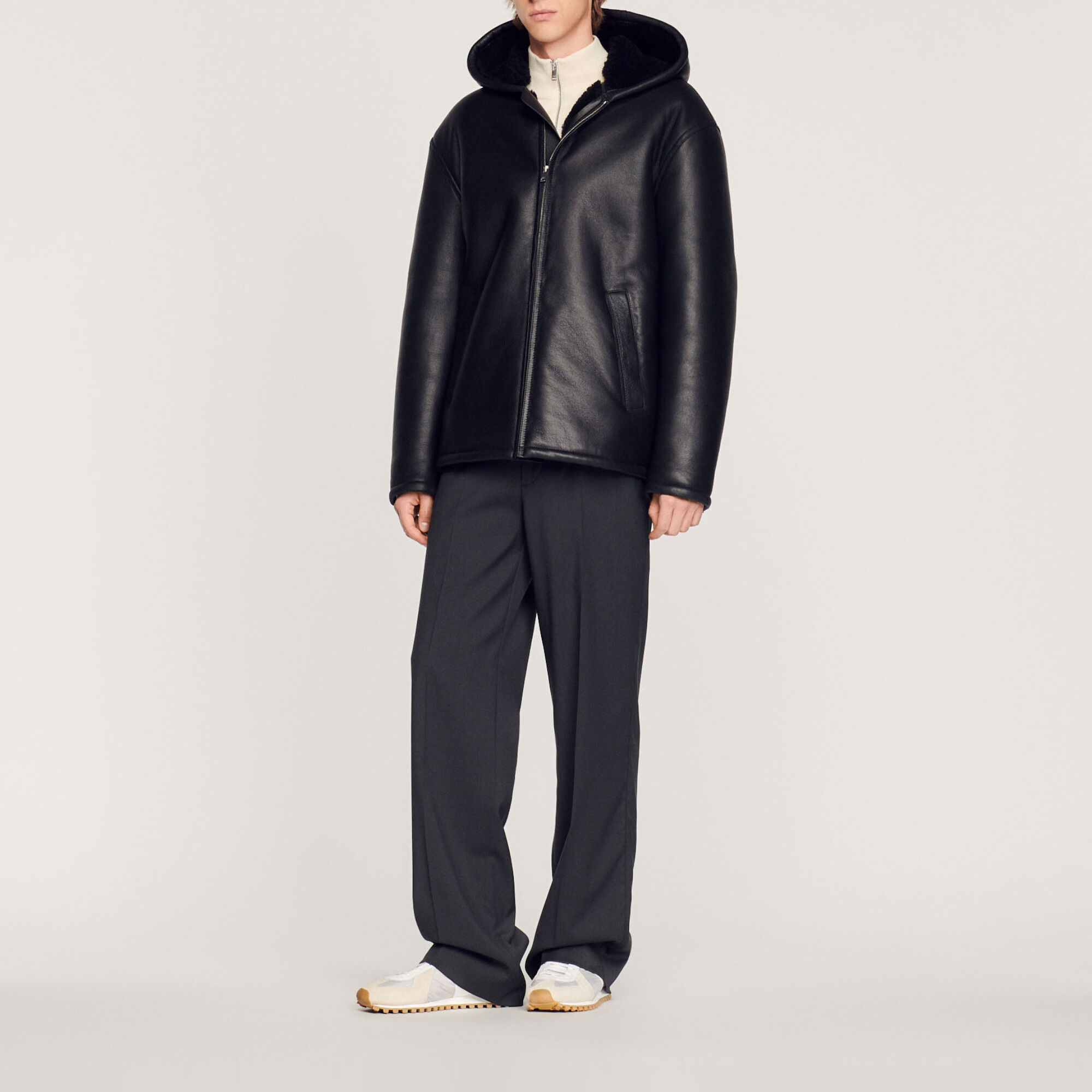 Hooded sheepskin jacket