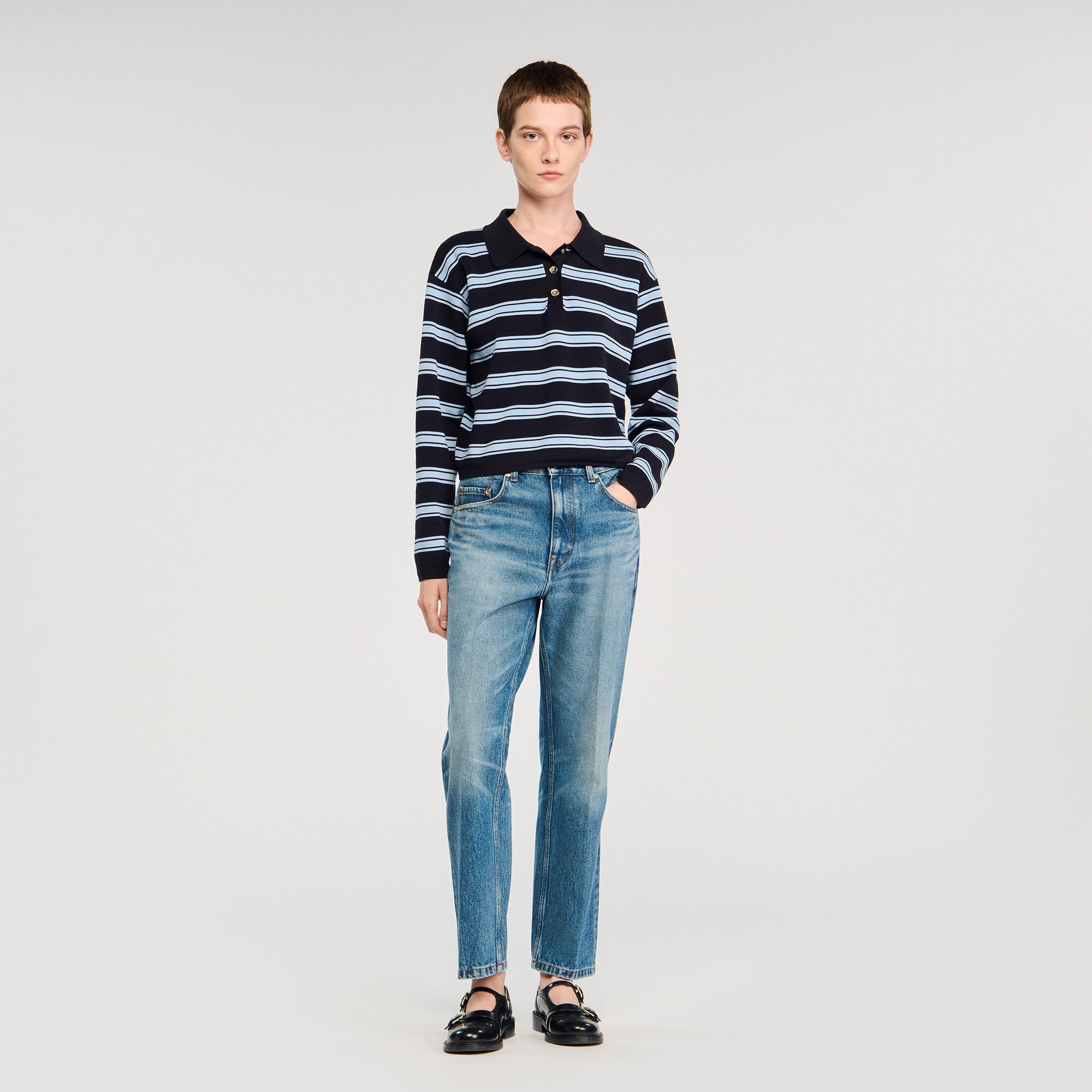 Striped polo jumper