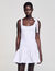 Dual-material short dress