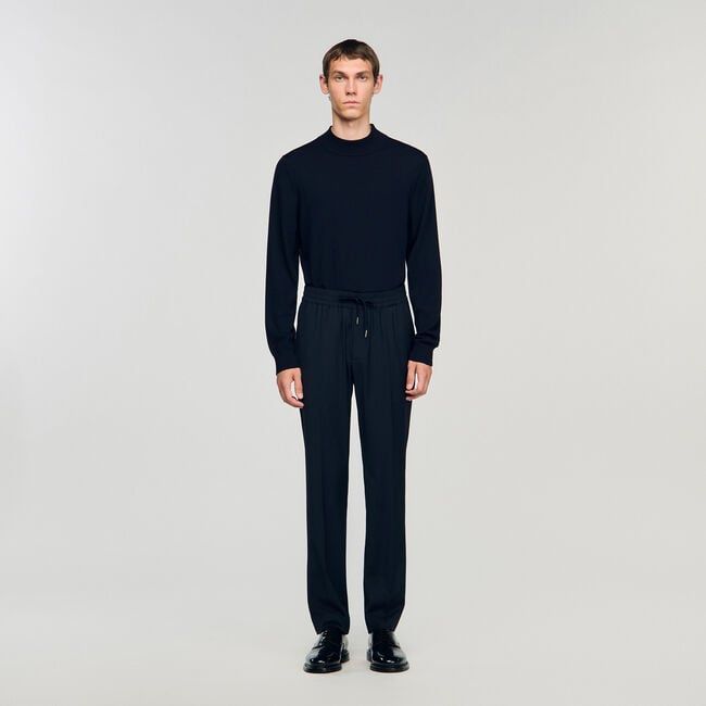 Elasticated straight-leg trousers