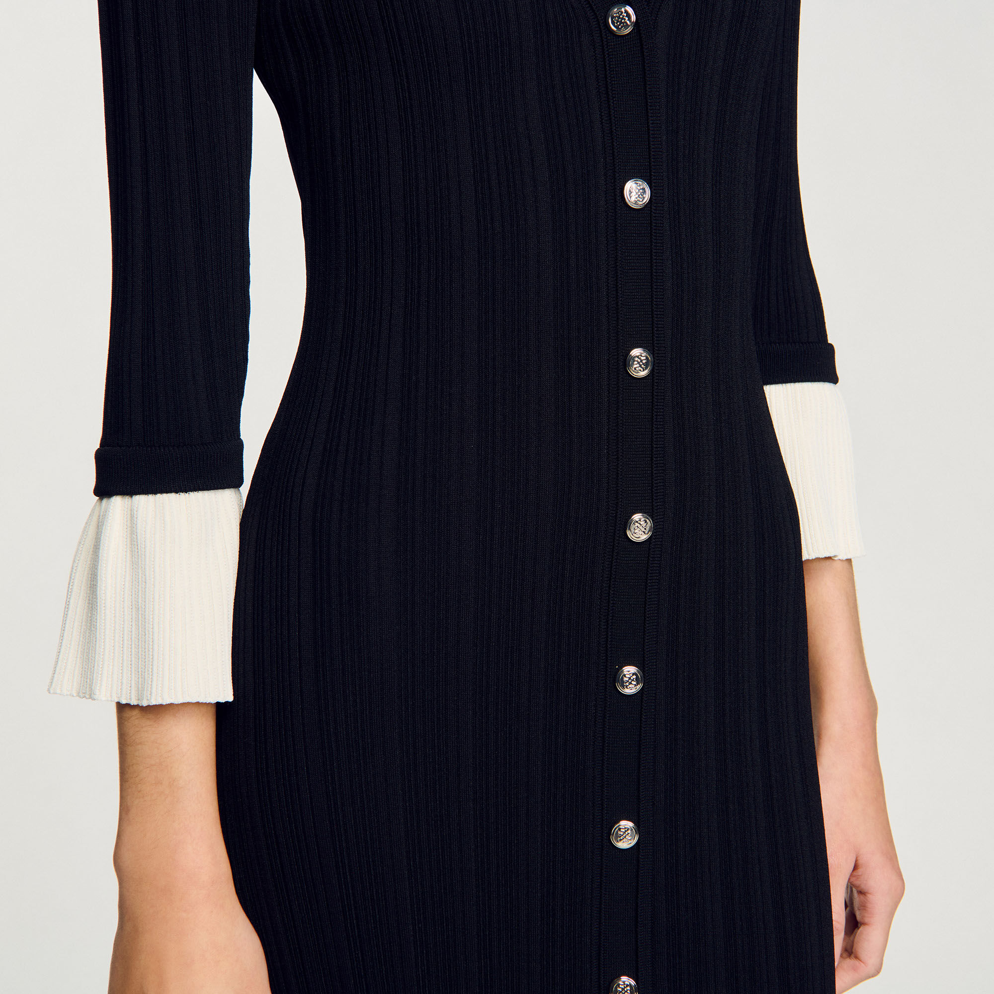 Two-tone knit maxi dress