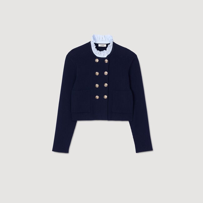 Cardigan with removable ruffled collar