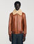 Leather jacket with fur collar