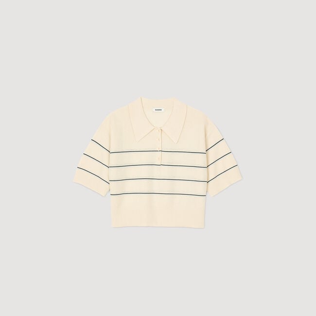 Cropped striped knitted jumper