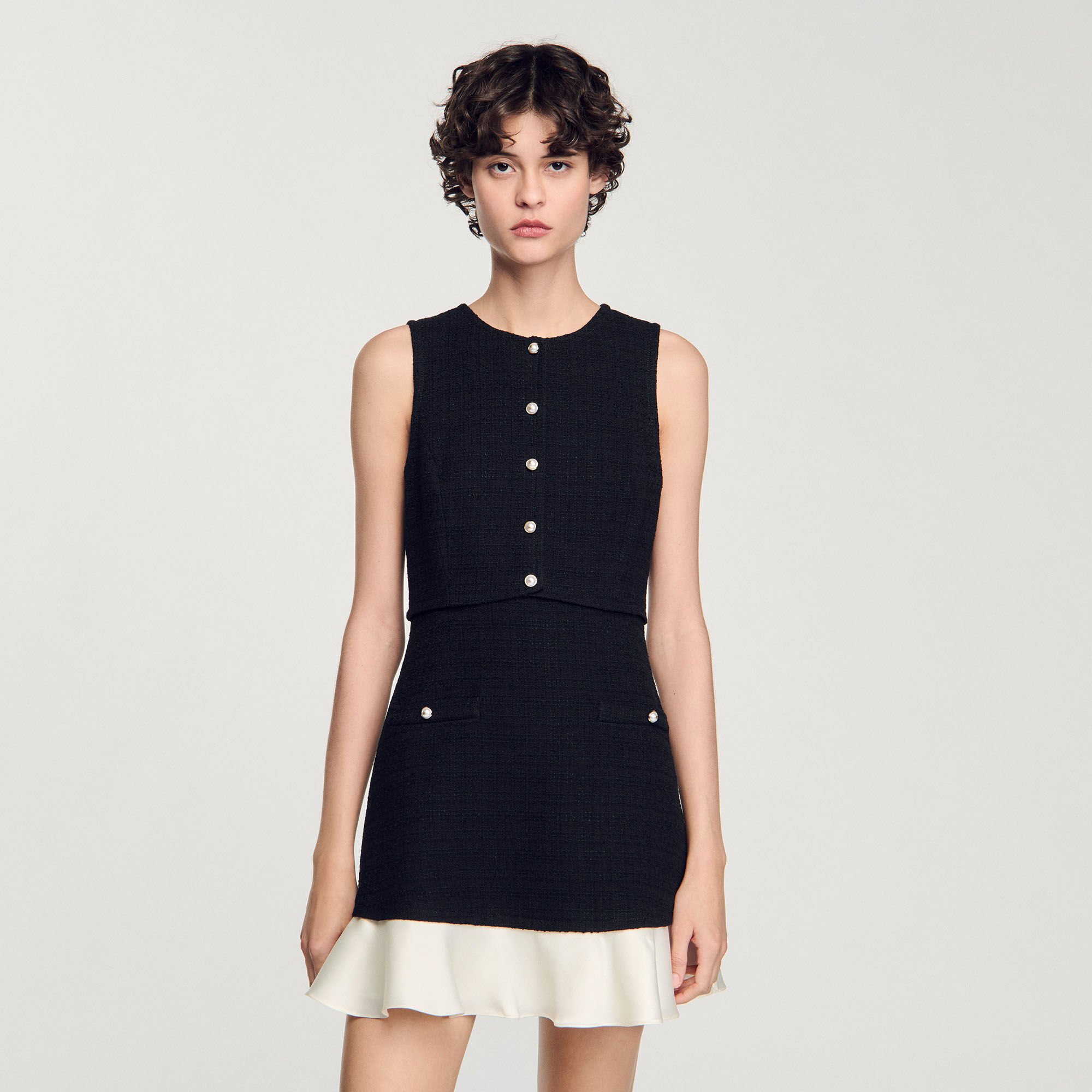 Two-tone tweed short dress