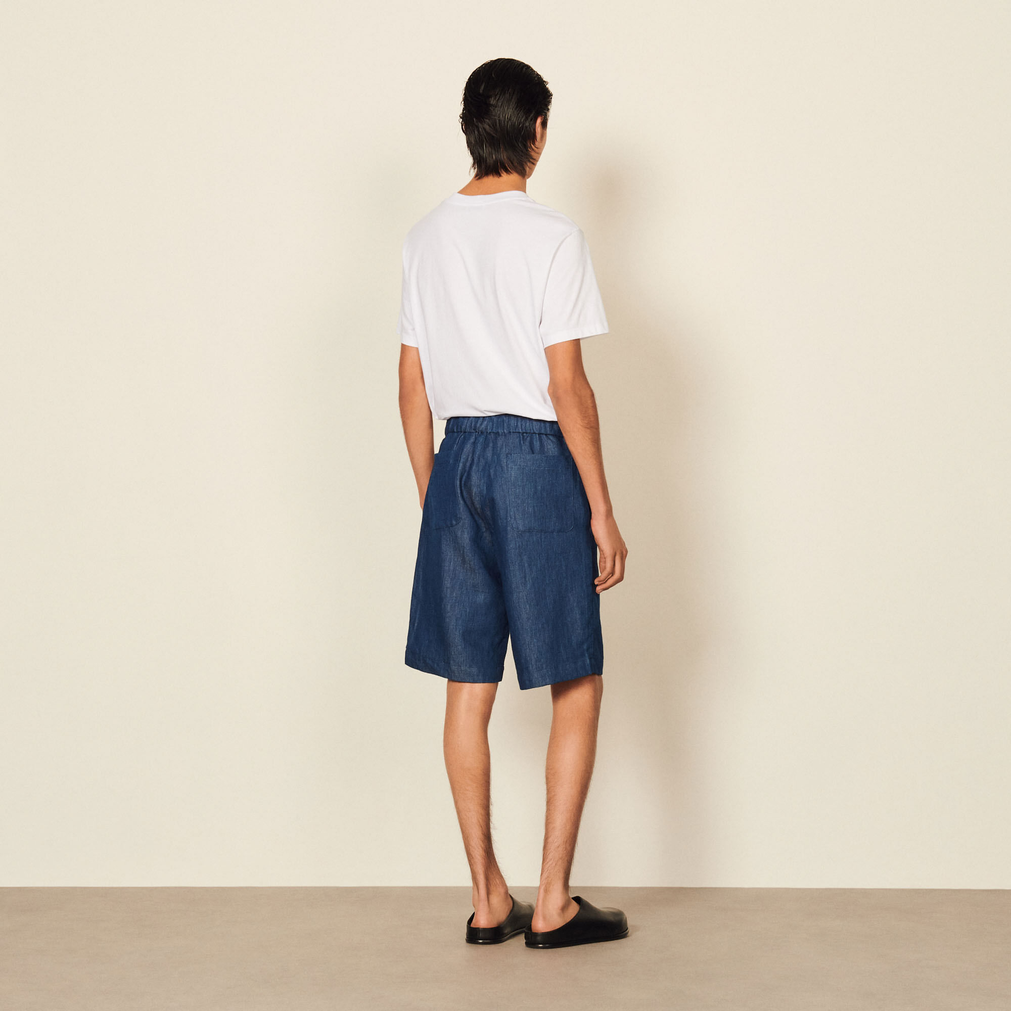 Wide chambray Bermuda shorts