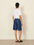 Wide chambray Bermuda shorts