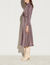 Long silk draped dress with print