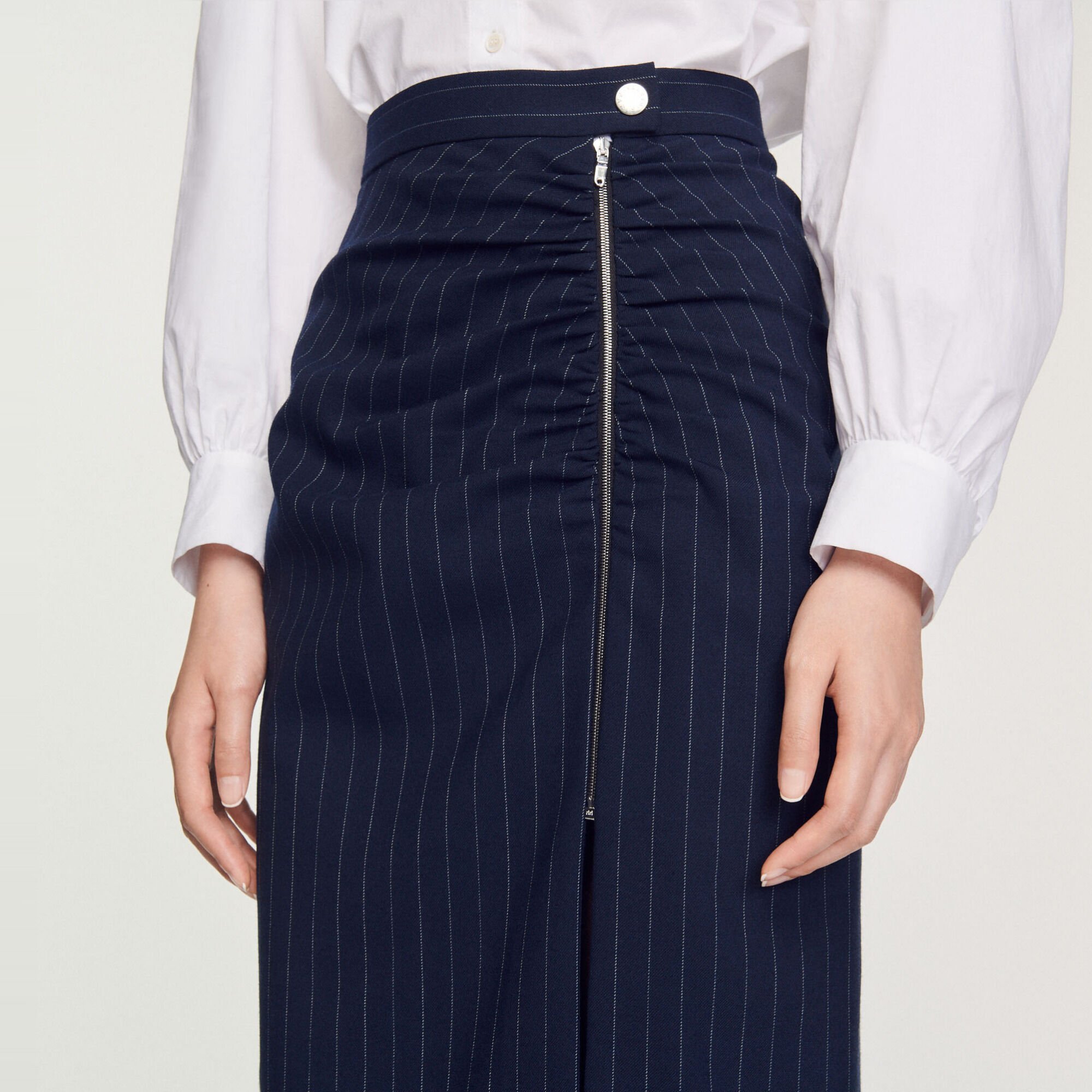 Striped zip skirt