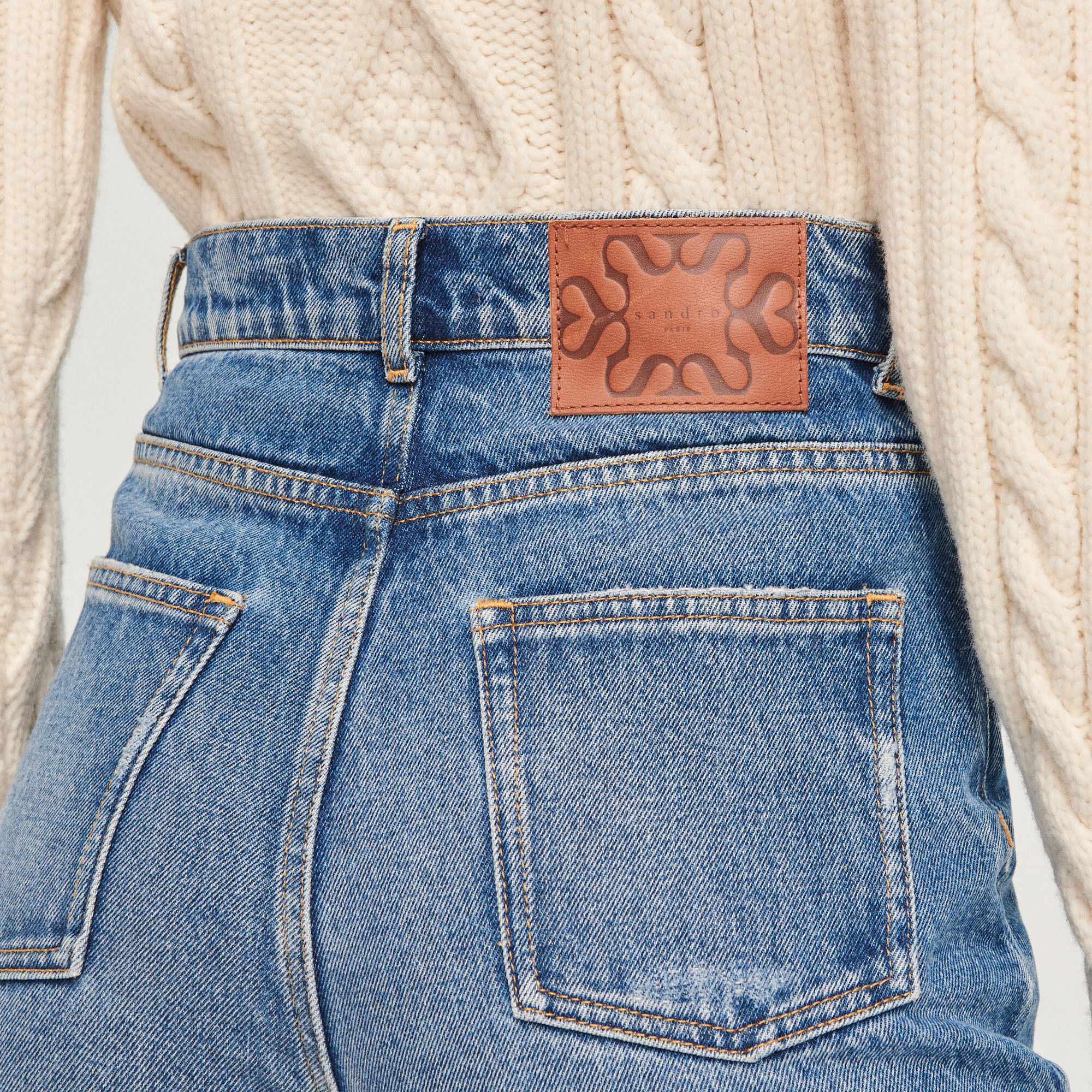 Ripped straight-leg jeans