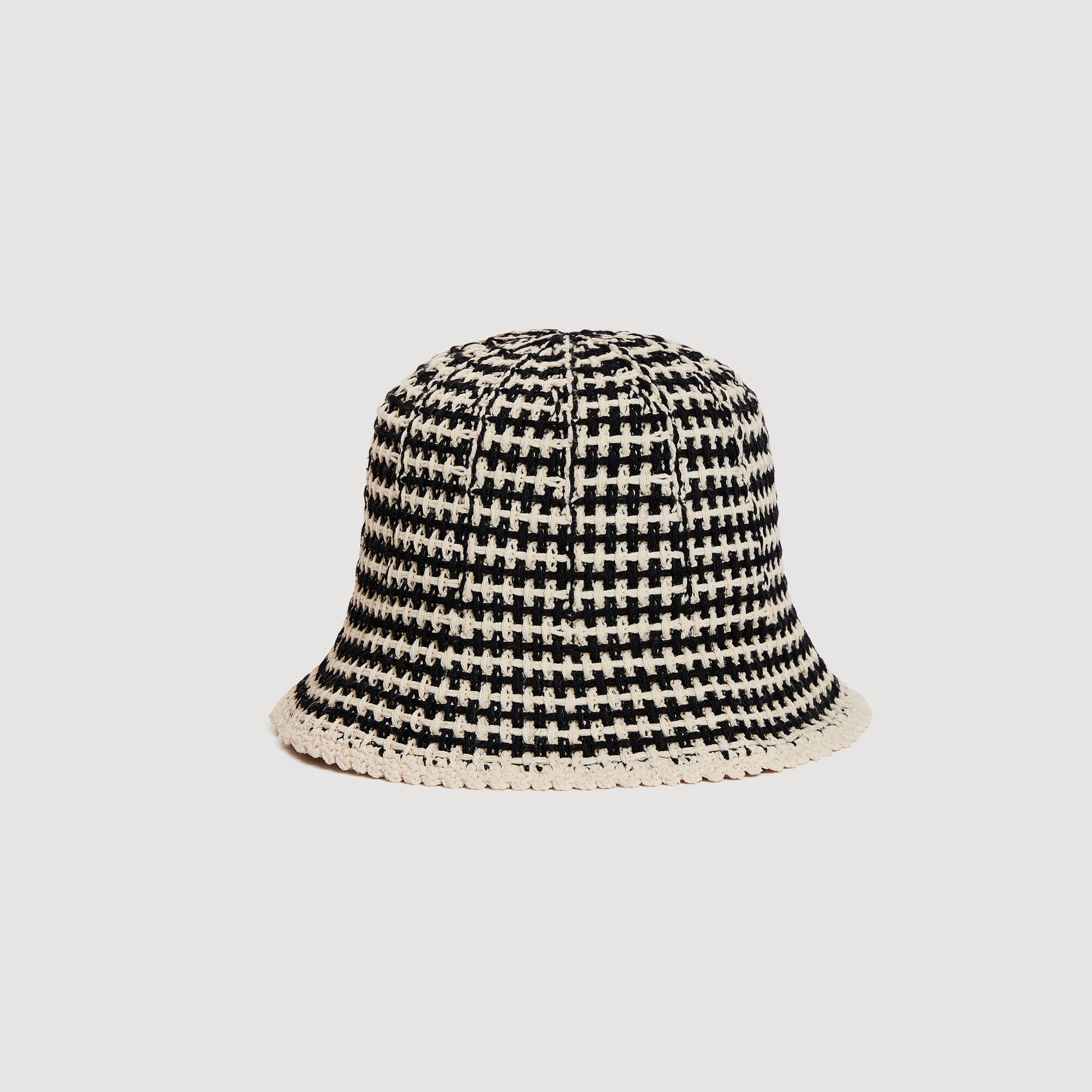Crochet-knit bucket hat
