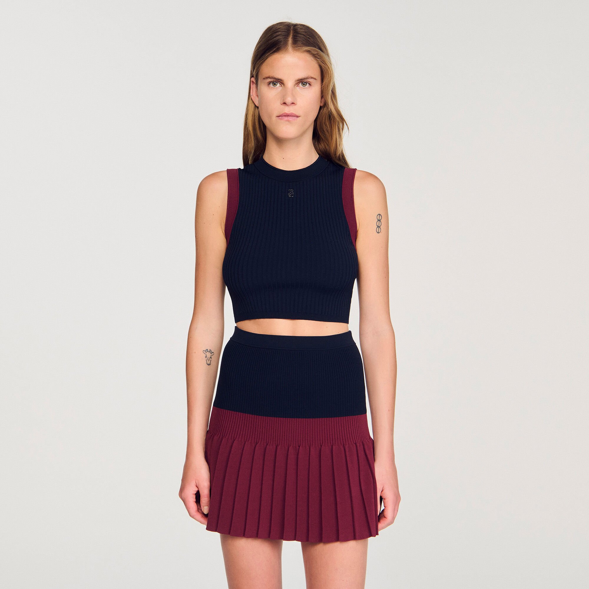 Two-tone knit top