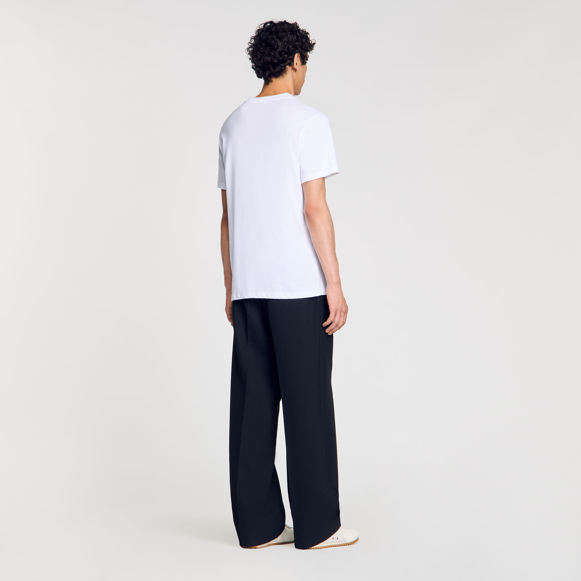 Cotton T-shirt with logo white / beige for Men | Sandro Paris