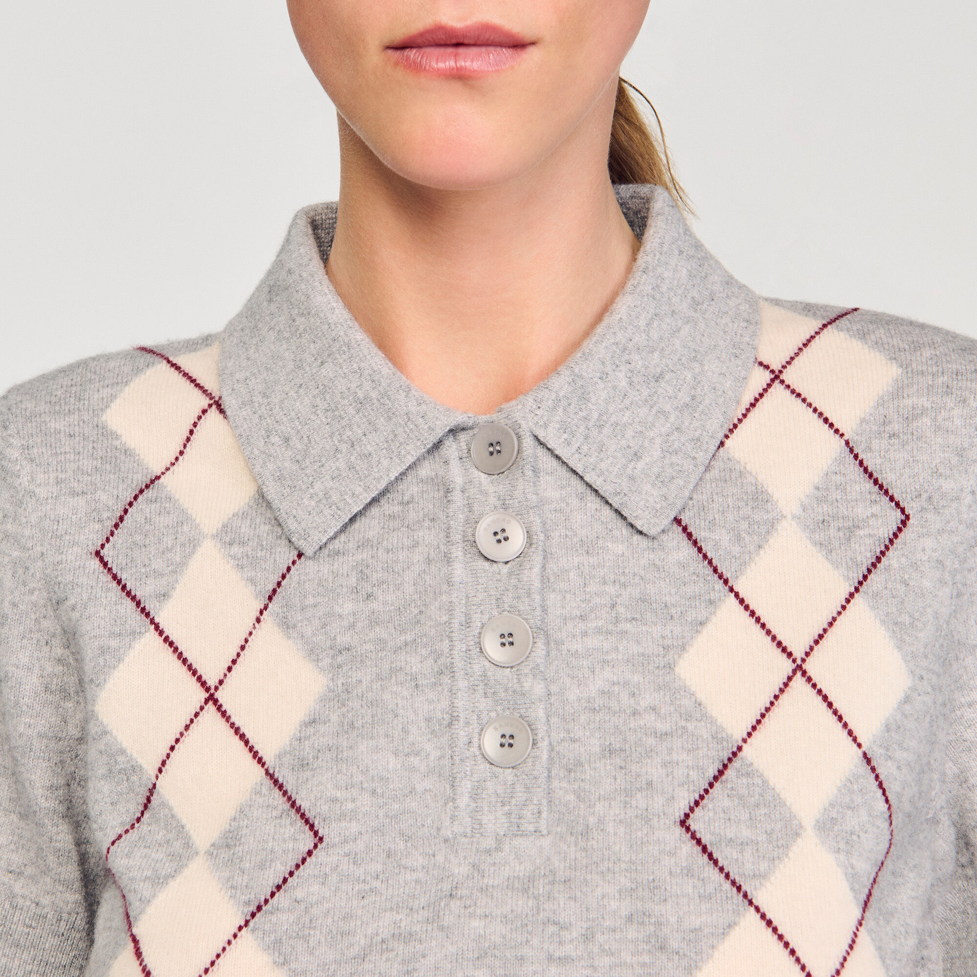Argyle polo-neck jumper
