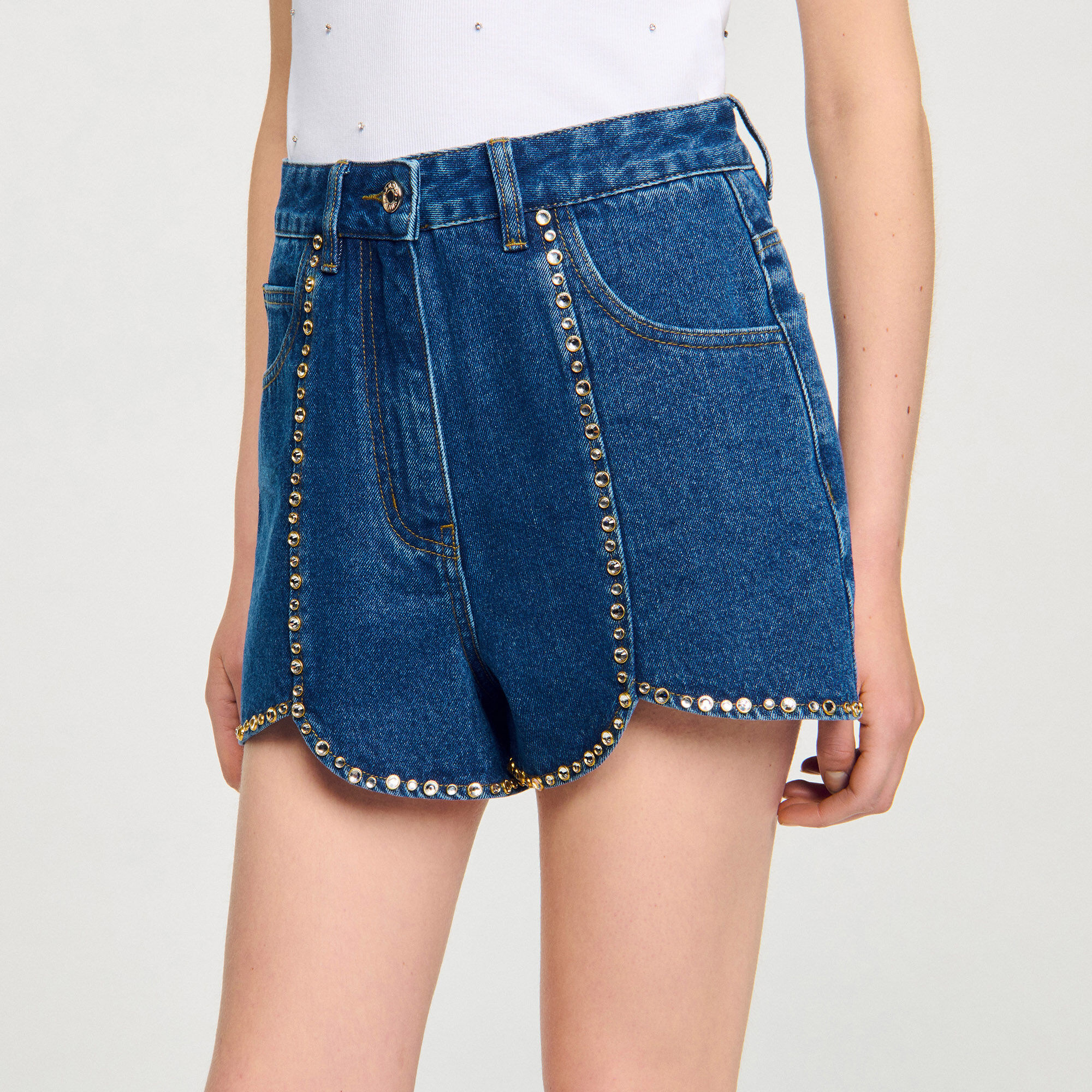 Rhinestone denim shorts