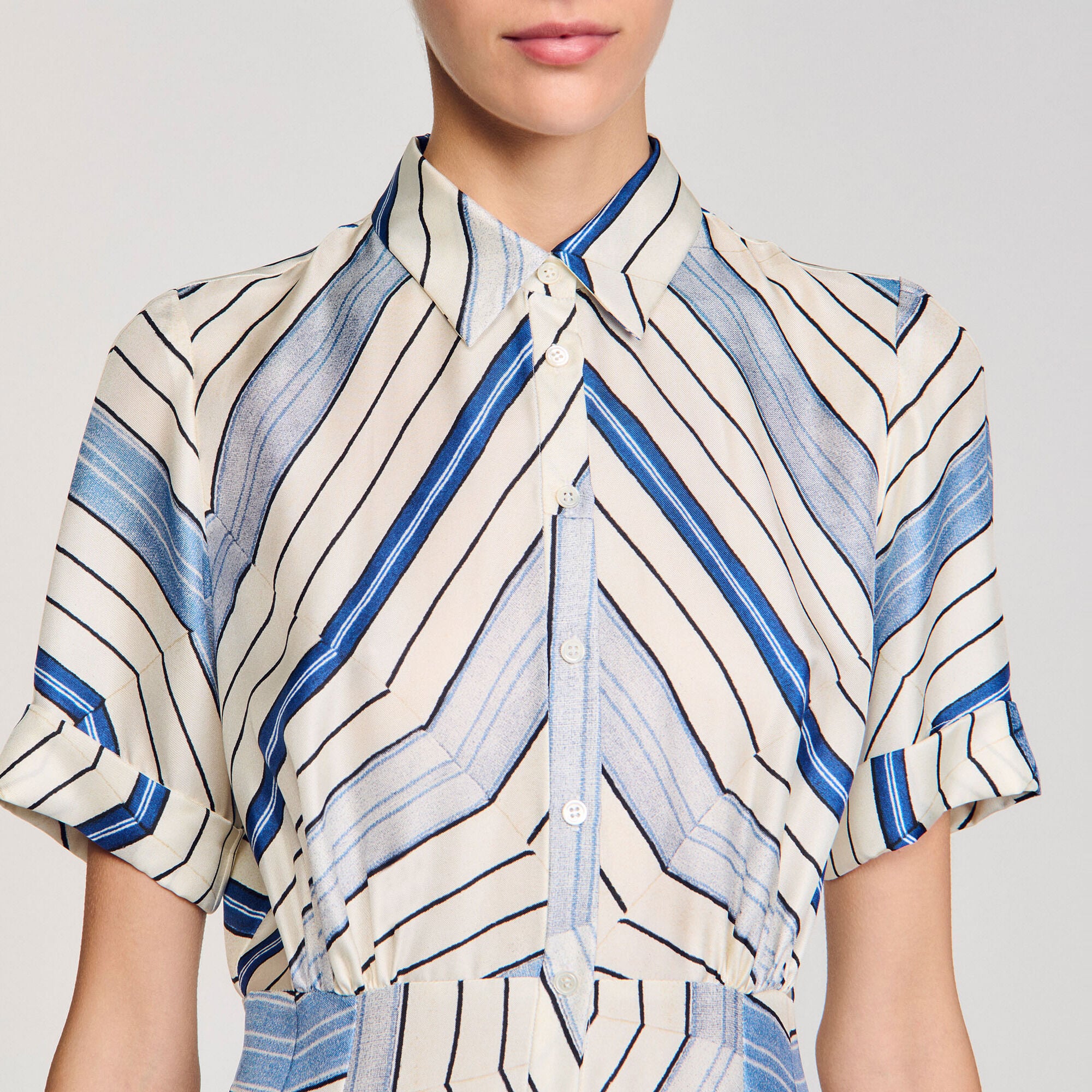 Spiral-motif silk midi dress