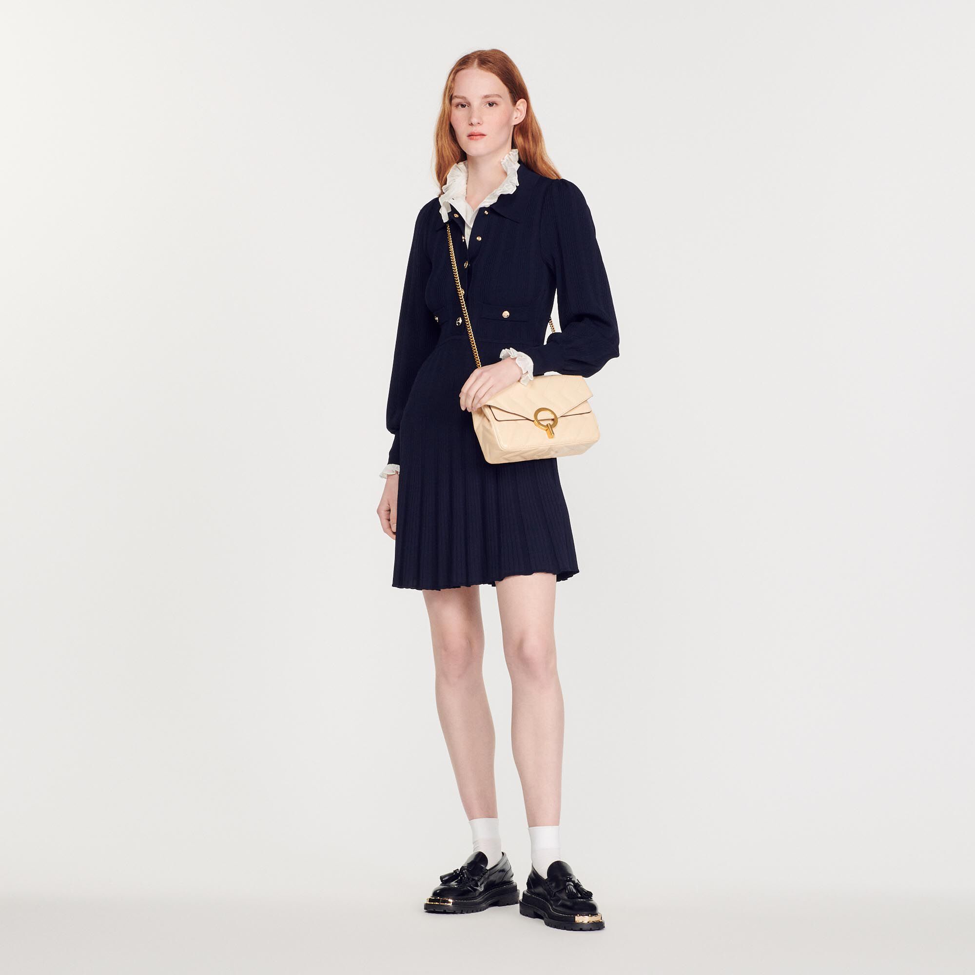 Pleated knit dress