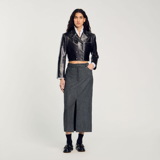 Cropped leather jacket