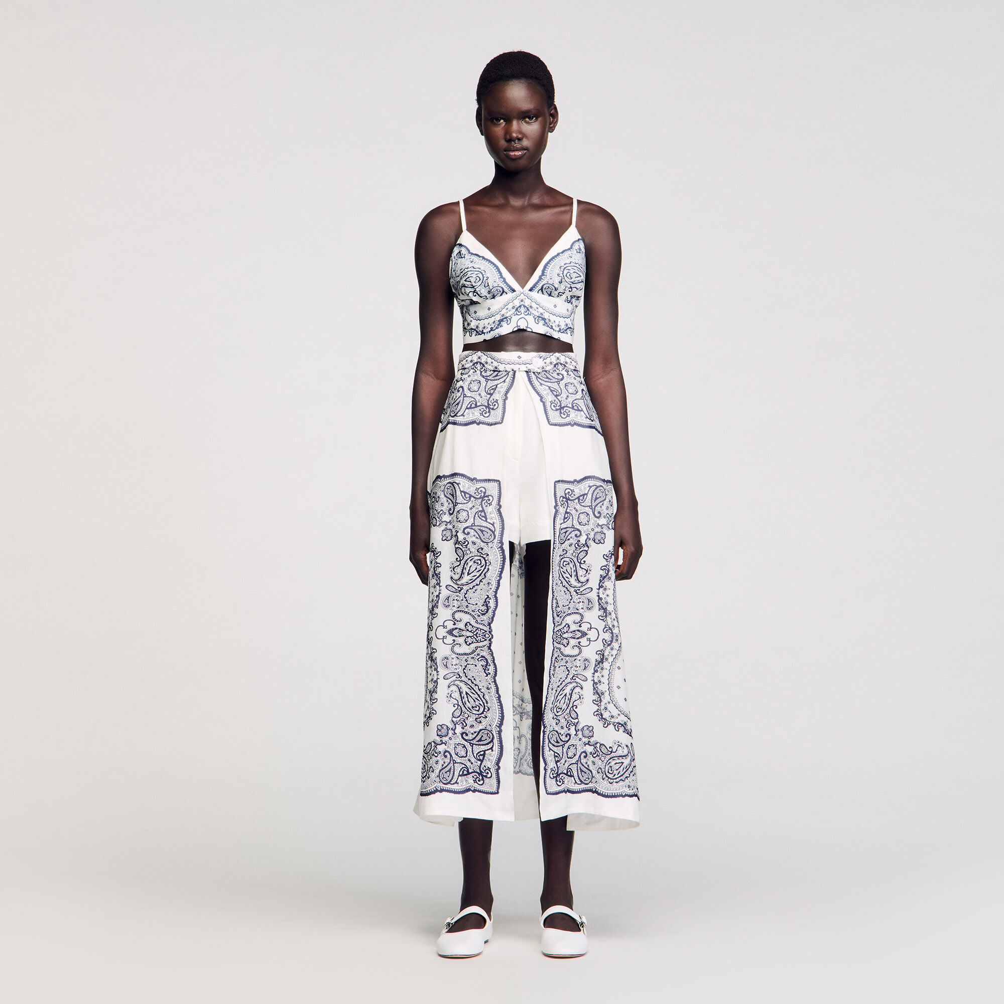 Bandana-motif skirt shorts white / beige For Women | Sandro