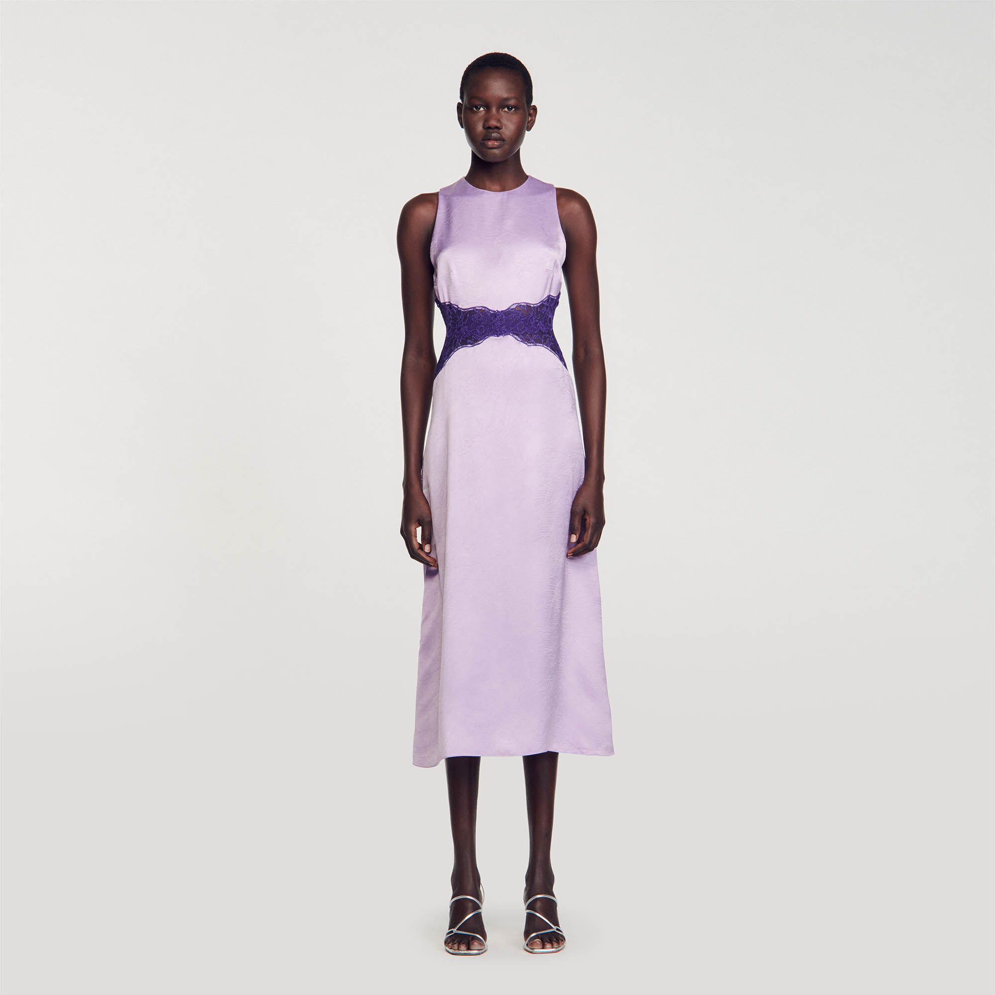Satin effect dress purple For Women Sandro Paris