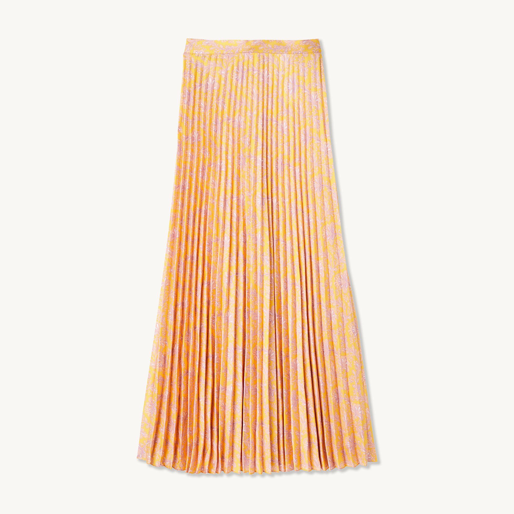 Printed pleated midi skirt