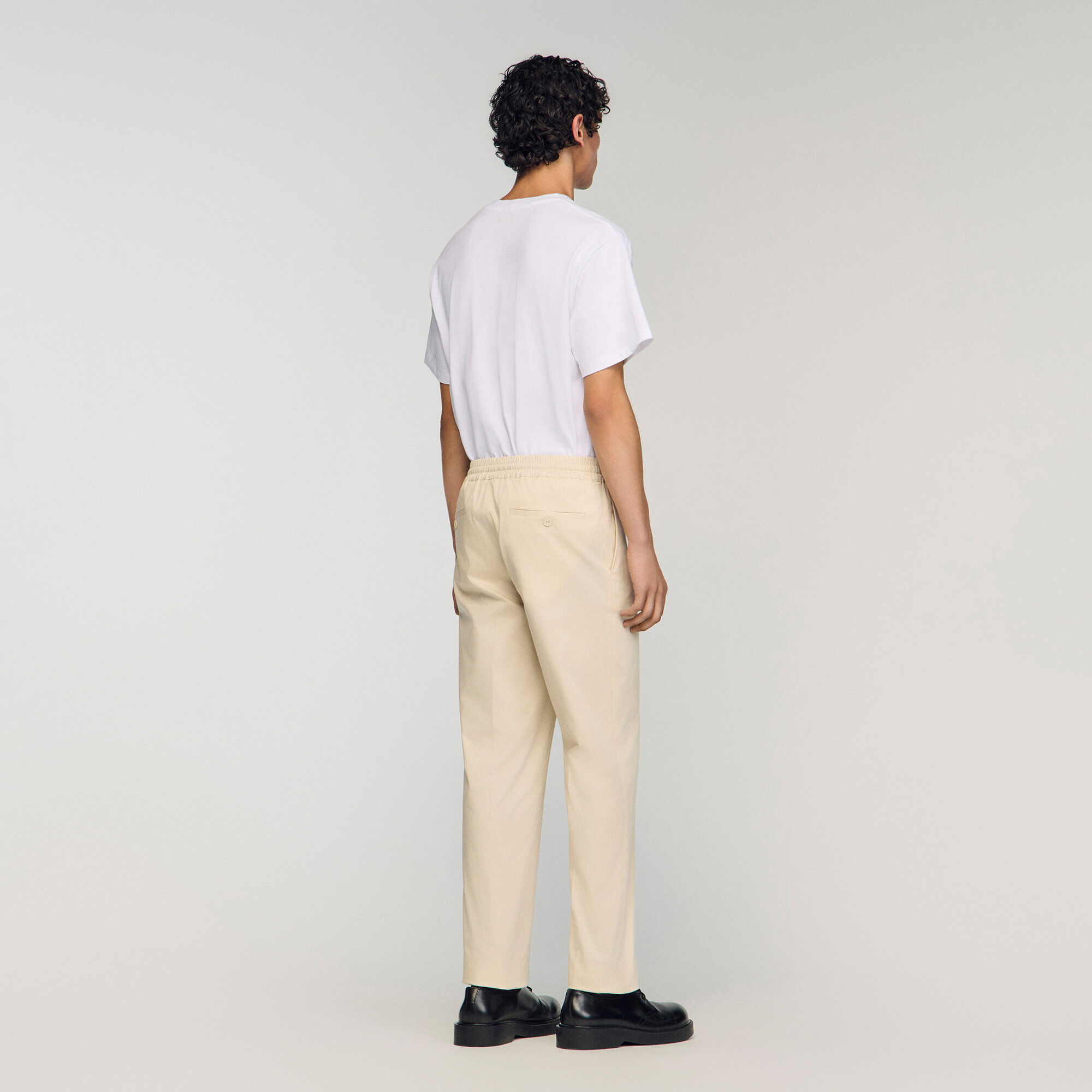 Elasticated straight-leg trousers