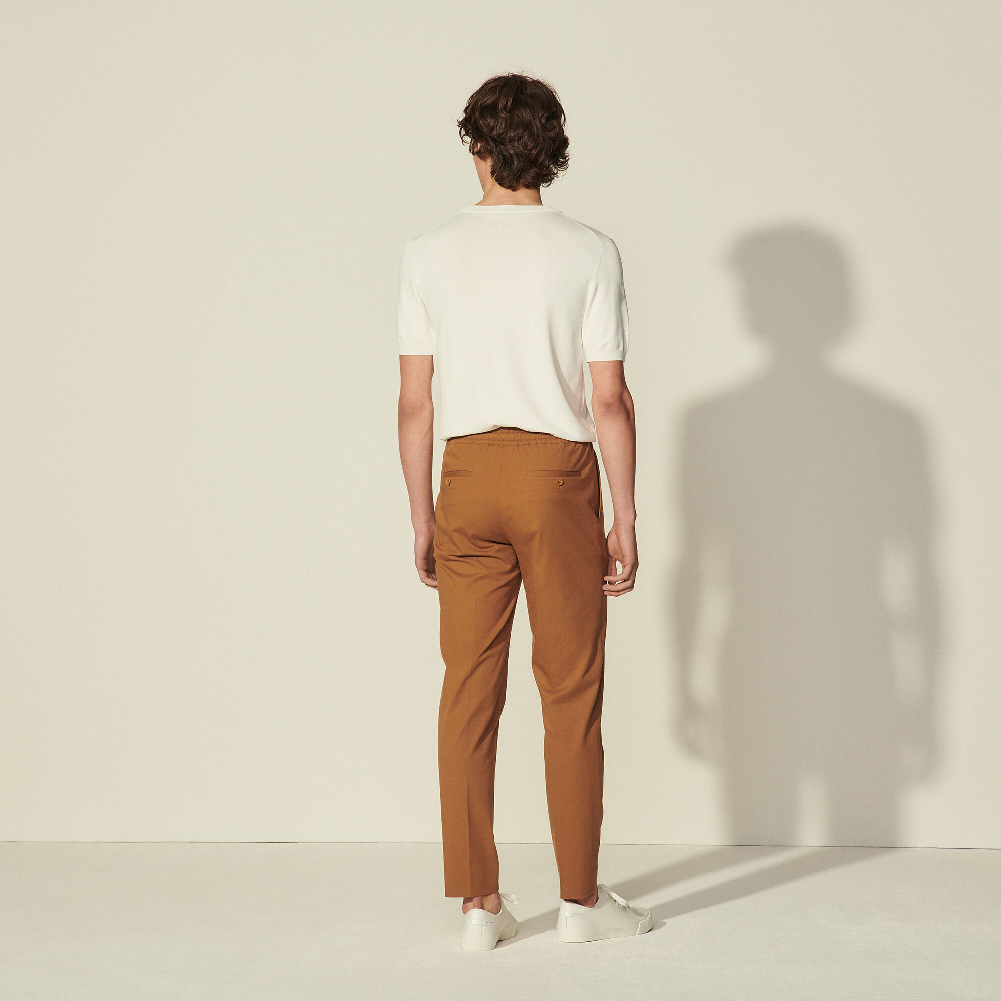 Cotton carrot-fit trousers