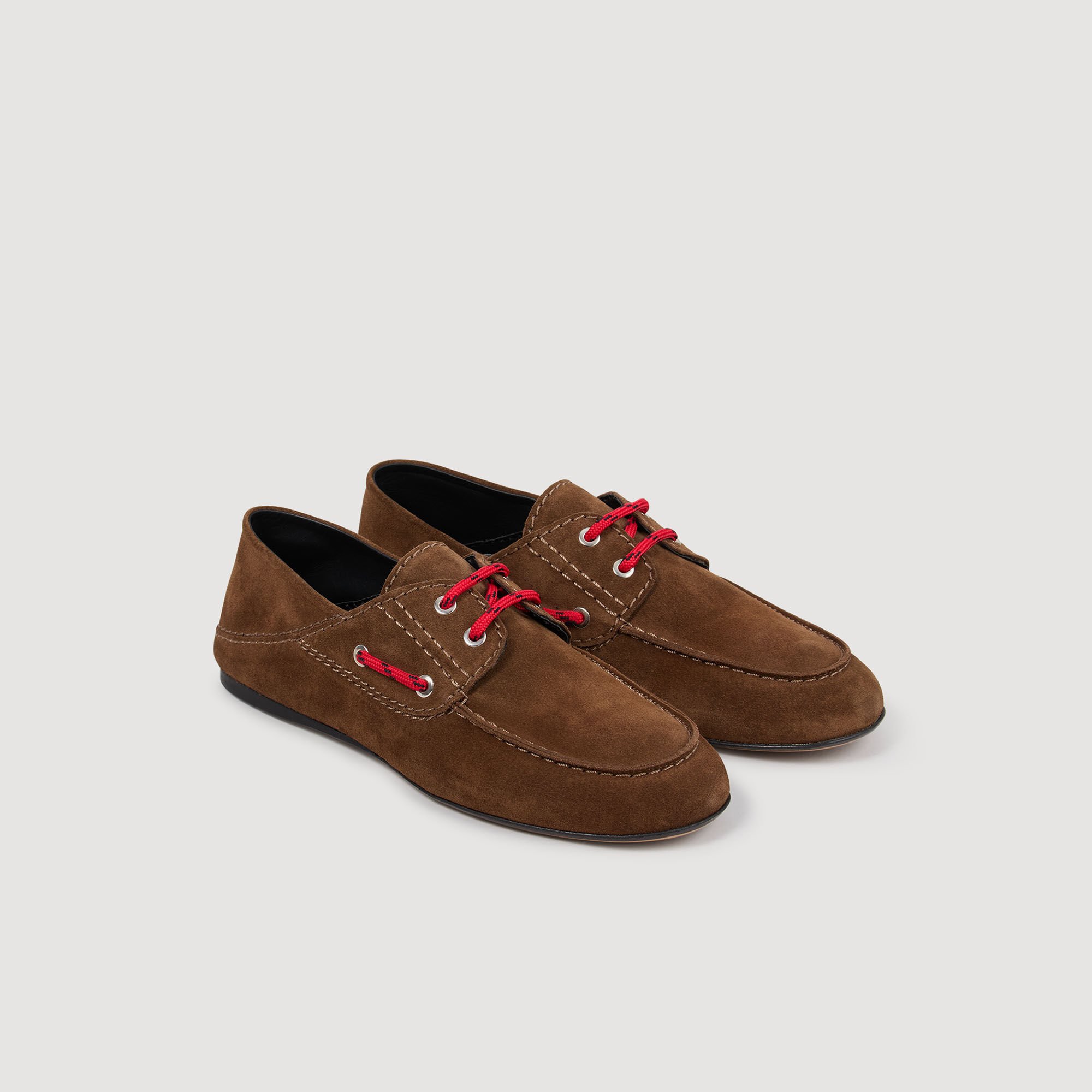 Suede lace-up boat shoes