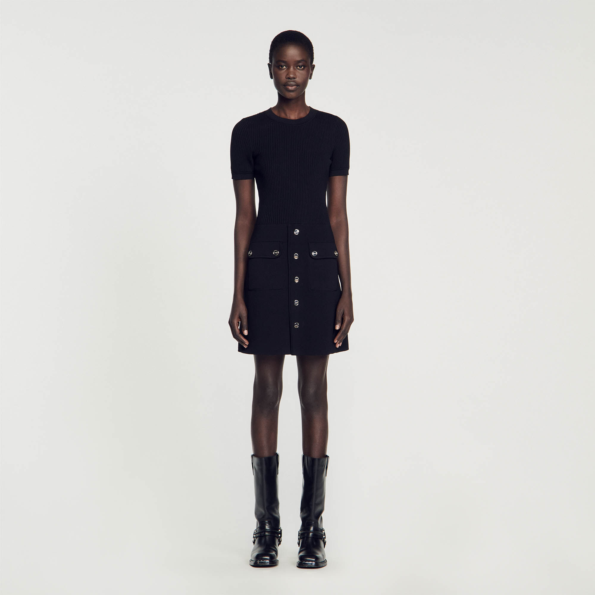 Black knit dress with pockets outlet